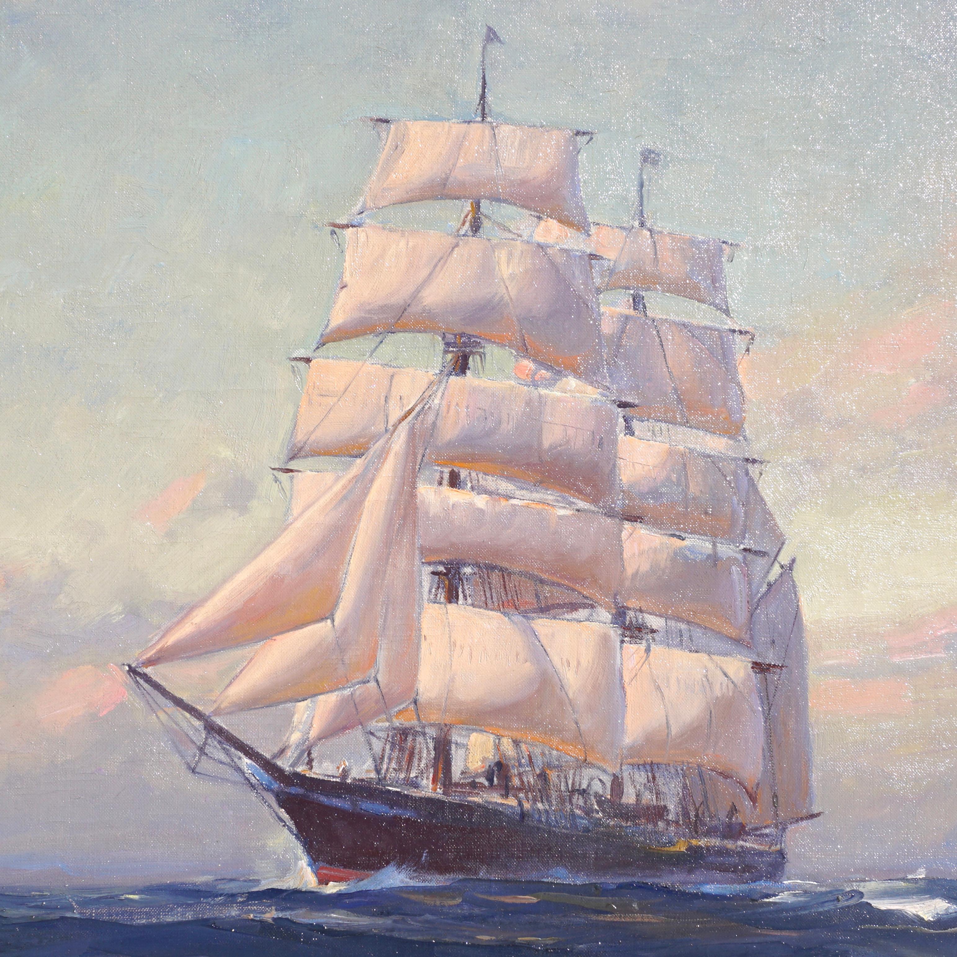 Mid-Century Modern Emile Albert Gruppe Large Marine Oil Painting