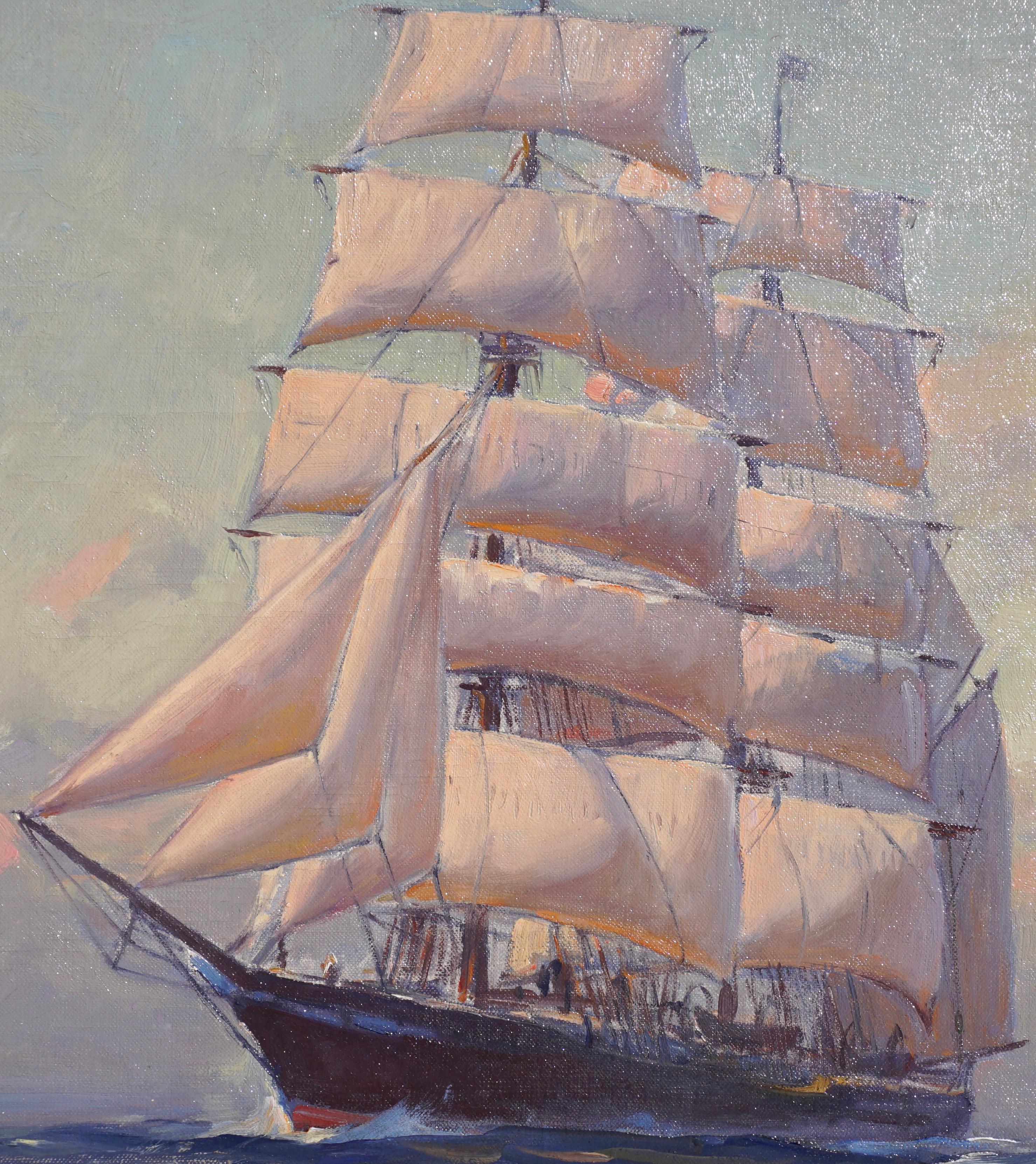 American Emile Albert Gruppe Large Marine Oil Painting