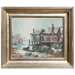 Vintage Emile Albert Gruppe “Rockport Mass” Early Knife Oil Painting