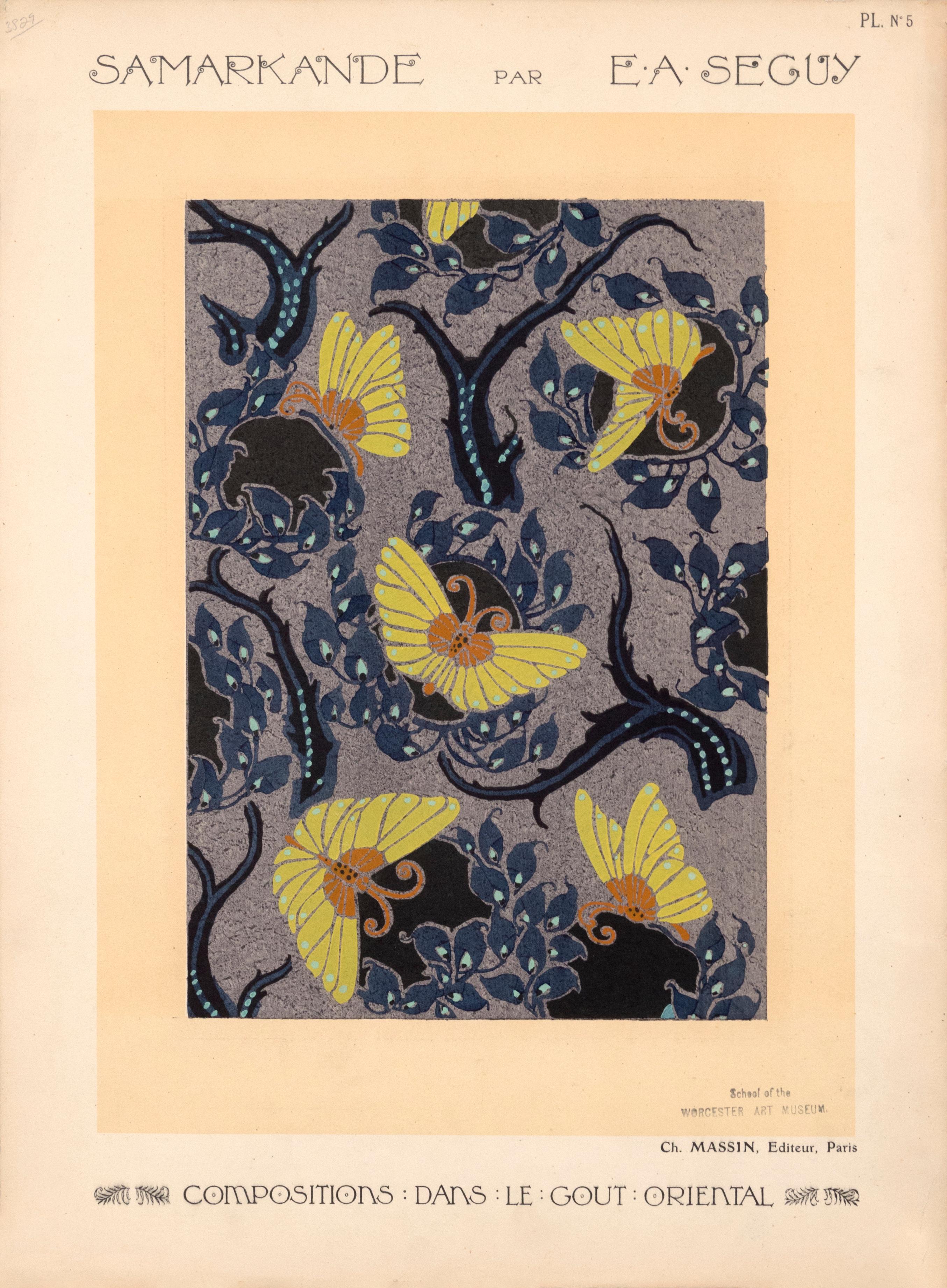 Emile-Allain Séguy  Abstract Print - "Samarkande par E.A. Seguy (Pl. 5)" French Original Vintage Pochoir Print 