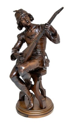 Emile Boisseau "Le Troubadour" Patinated Bronze