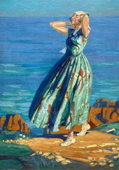 'Holiday in Estérel' oil on board by Émile Aubry
