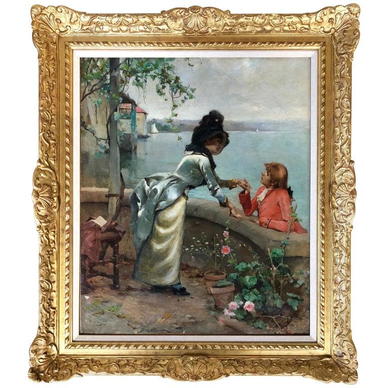Emile Auguste Pinchart Figurative Painting – The Courtship 