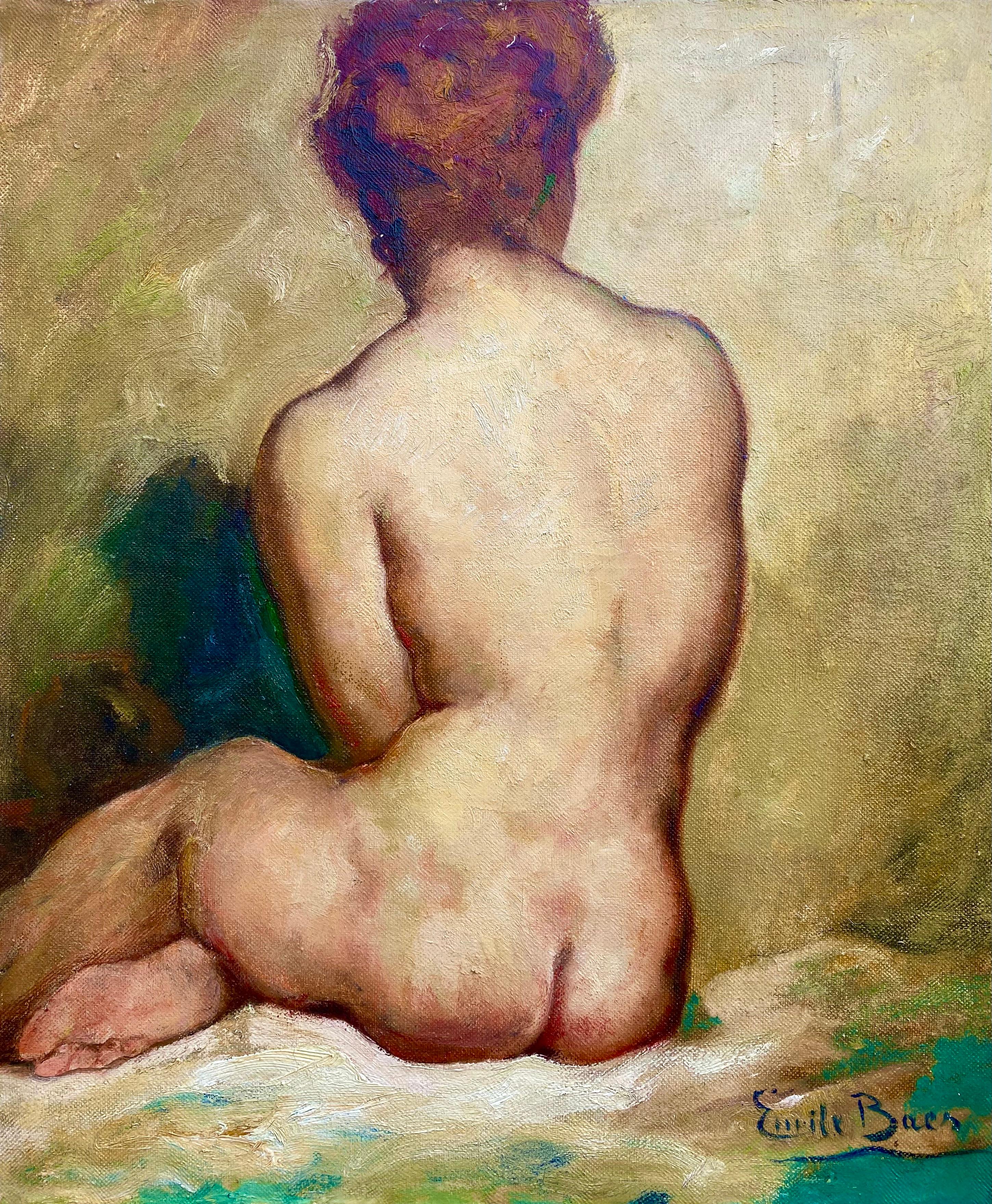 Baes Emile
Brussels 1879 – 1953 Paris
Belgian Painter

Female Nude
Signature: Signed bottom right
Medium: Oil on canvas
Dimensions: Image size 65 x 54 cm

Biography: Baes Emile was born in Brussels on November 12,  1879.

He was a painter of 