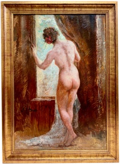 'Female Nude At The Window' by Emile Baes (1879 - 1953)