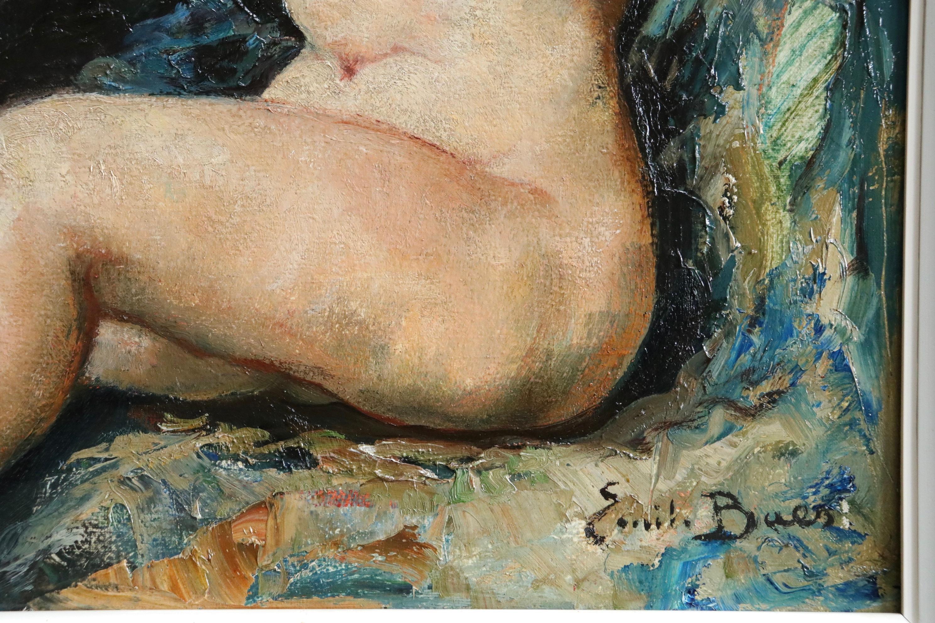 Nude - 20th Century Oil, Seated Nude Redhead Figure in Interior by Emile Baes 3