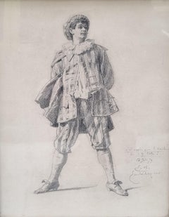 Antique French Drawing Portrait