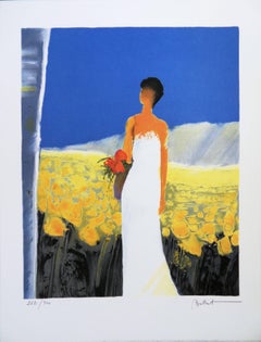 Bride in a Sunflowers Field - Handsigned lithograph
