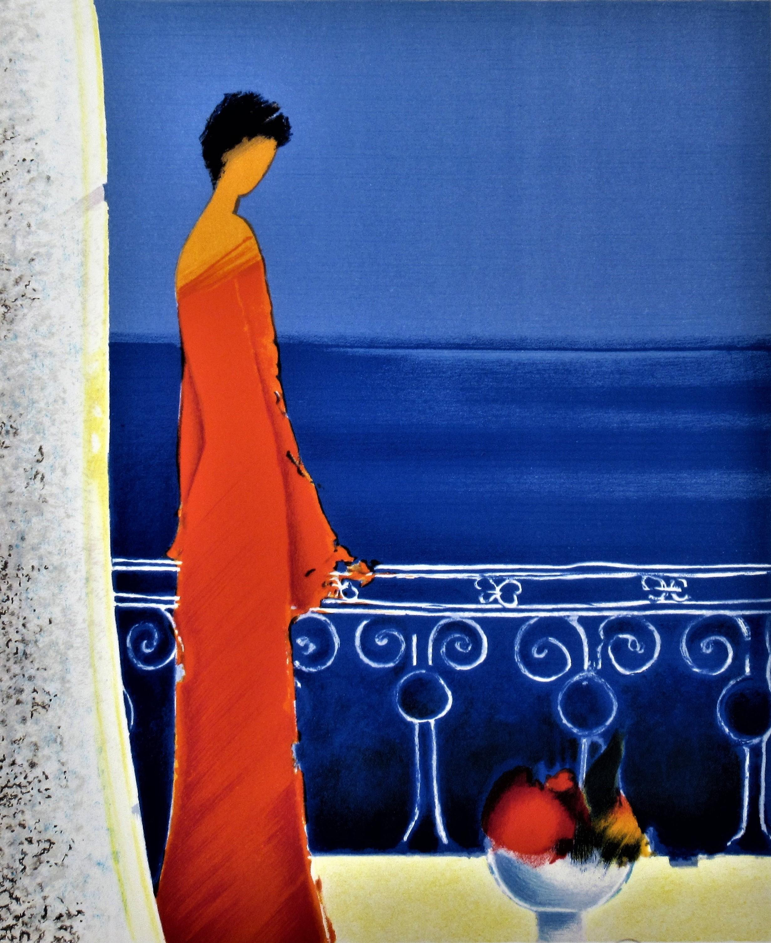 Femme en Rouge (Mujer de rojo) - Print de Emile Bellet