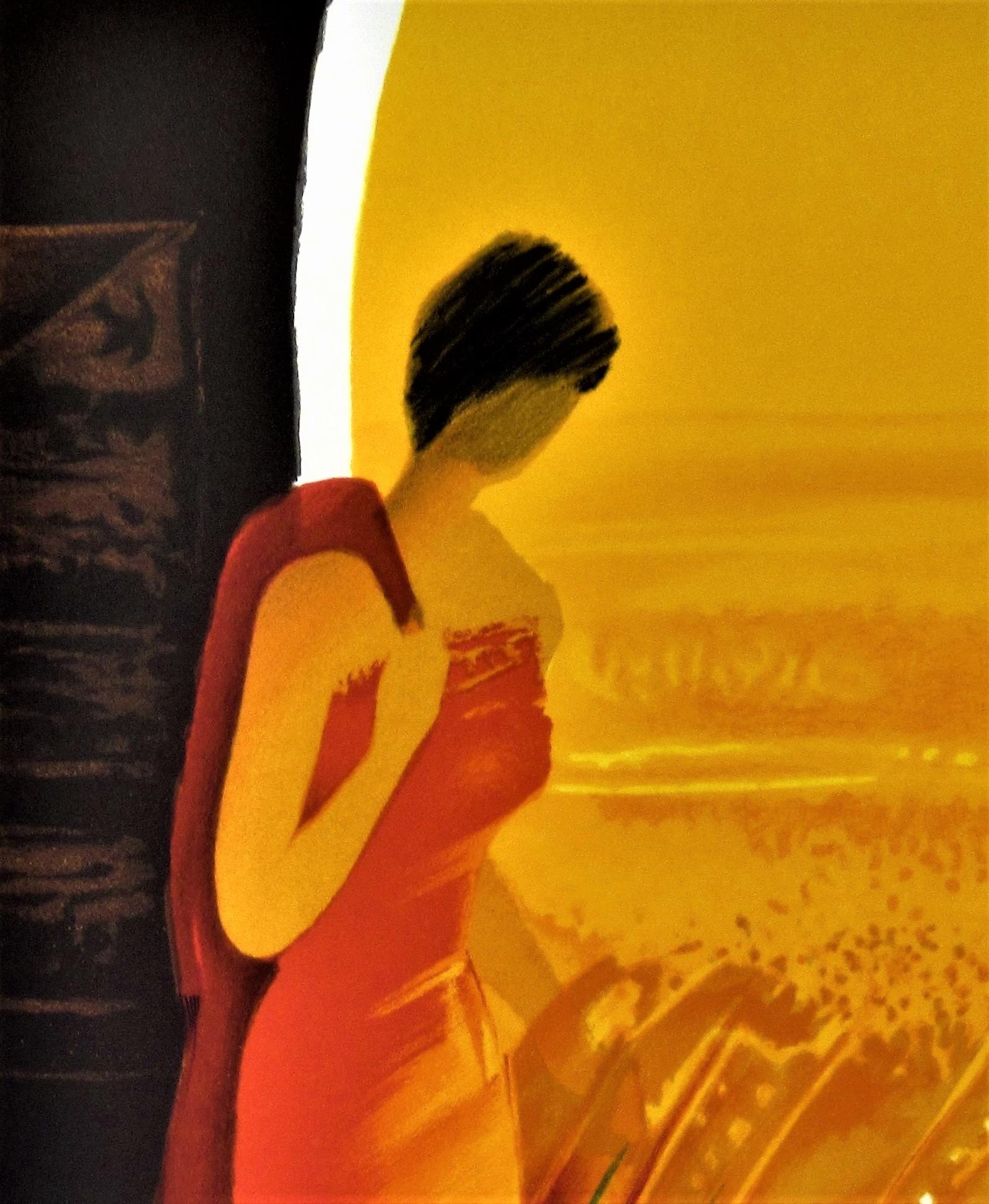 Femme en Rouge (Frau in Rot) II (Moderne), Print, von Emile Bellet