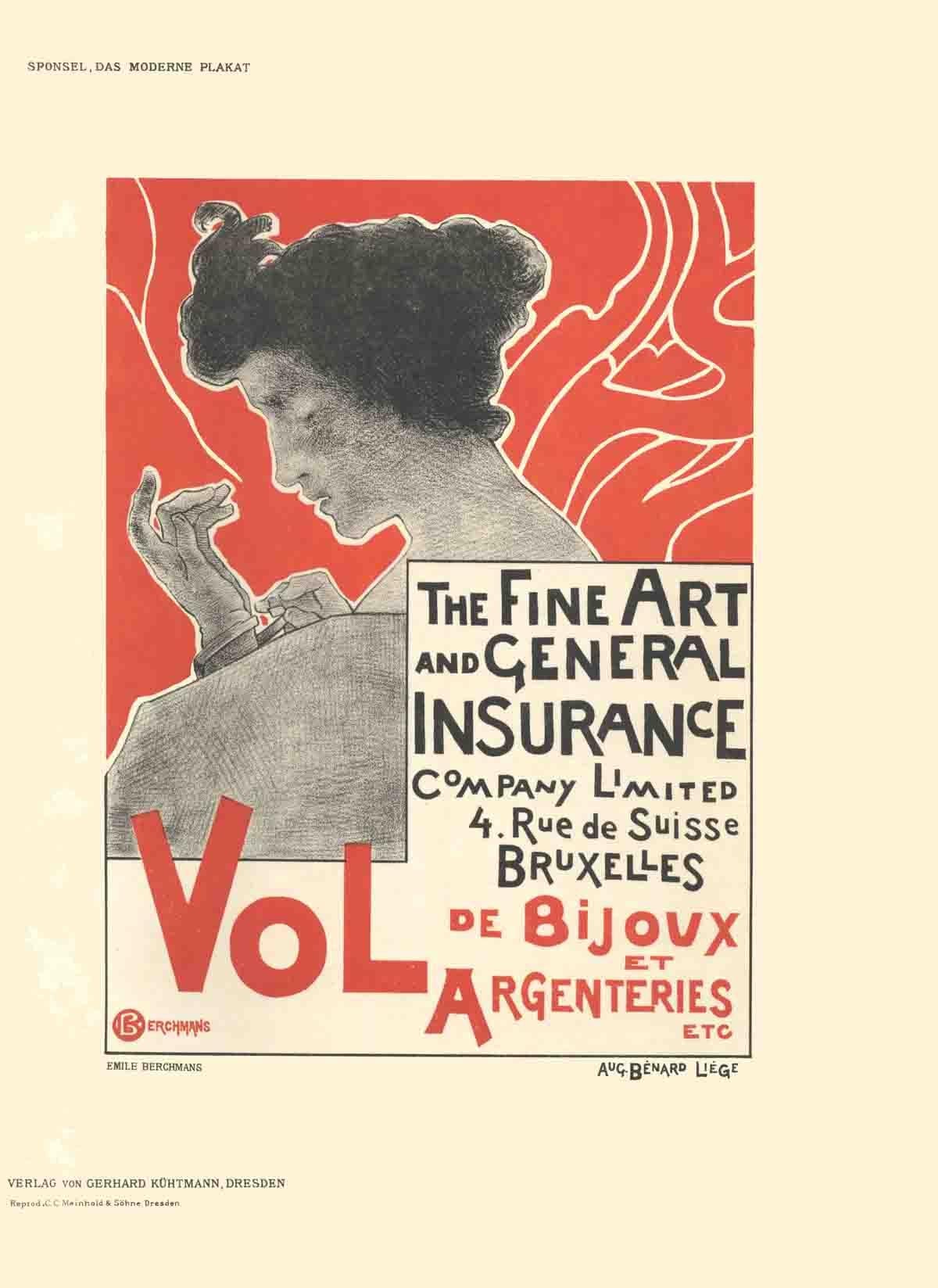 1897 Emile Berchmans 'Fine Art and General Insurance' - Print by Émile Berchmans