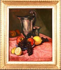 Fruit & Jug - Post Impressionist Oil, Still Life in Interior by Emile Bernard