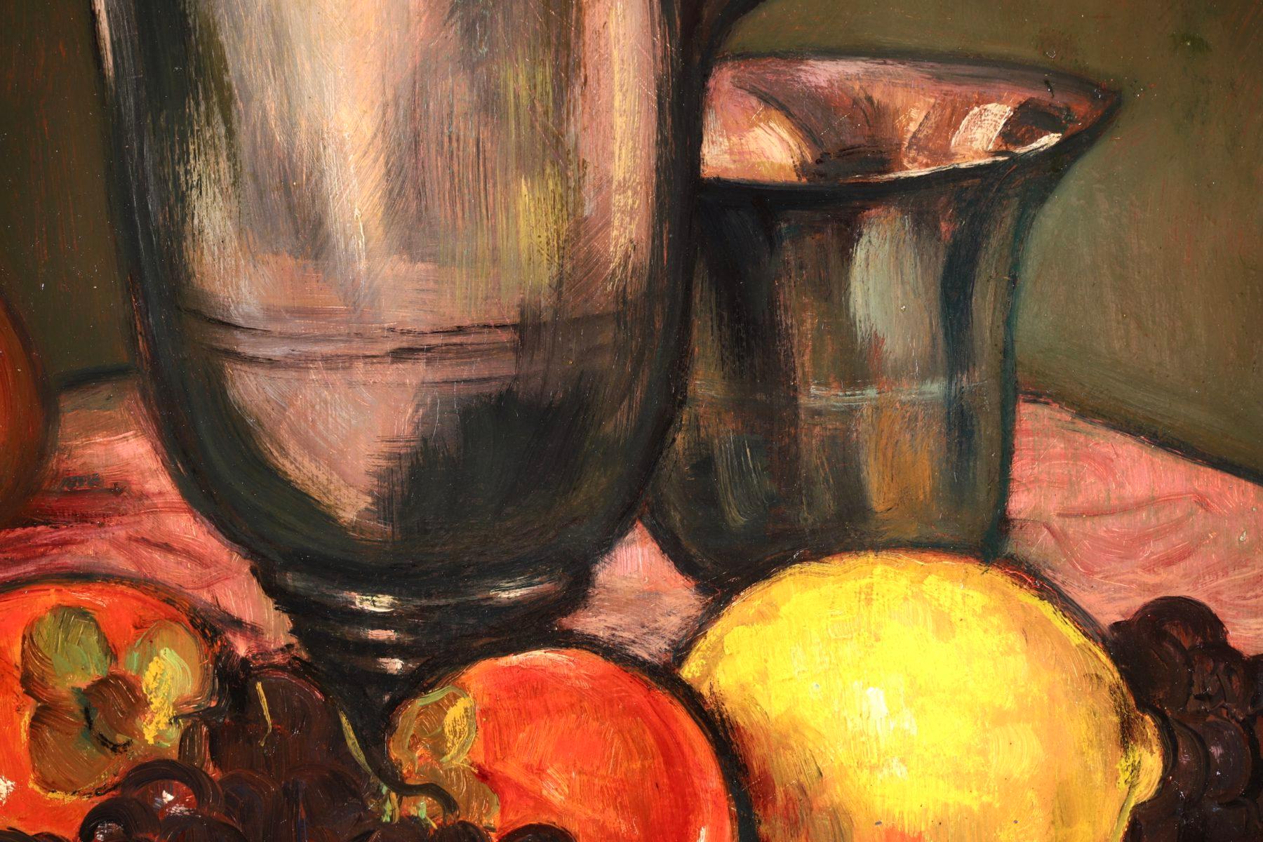 Fruit & Jug - Post Impressionist Oil, Still Life in Interior by Emile Bernard 1