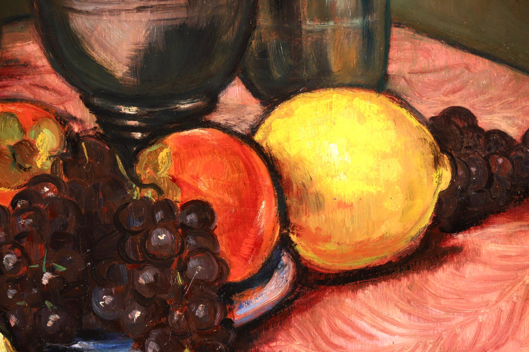 Fruit & Jug - Post Impressionist Oil, Still Life in Interior by Emile Bernard 2