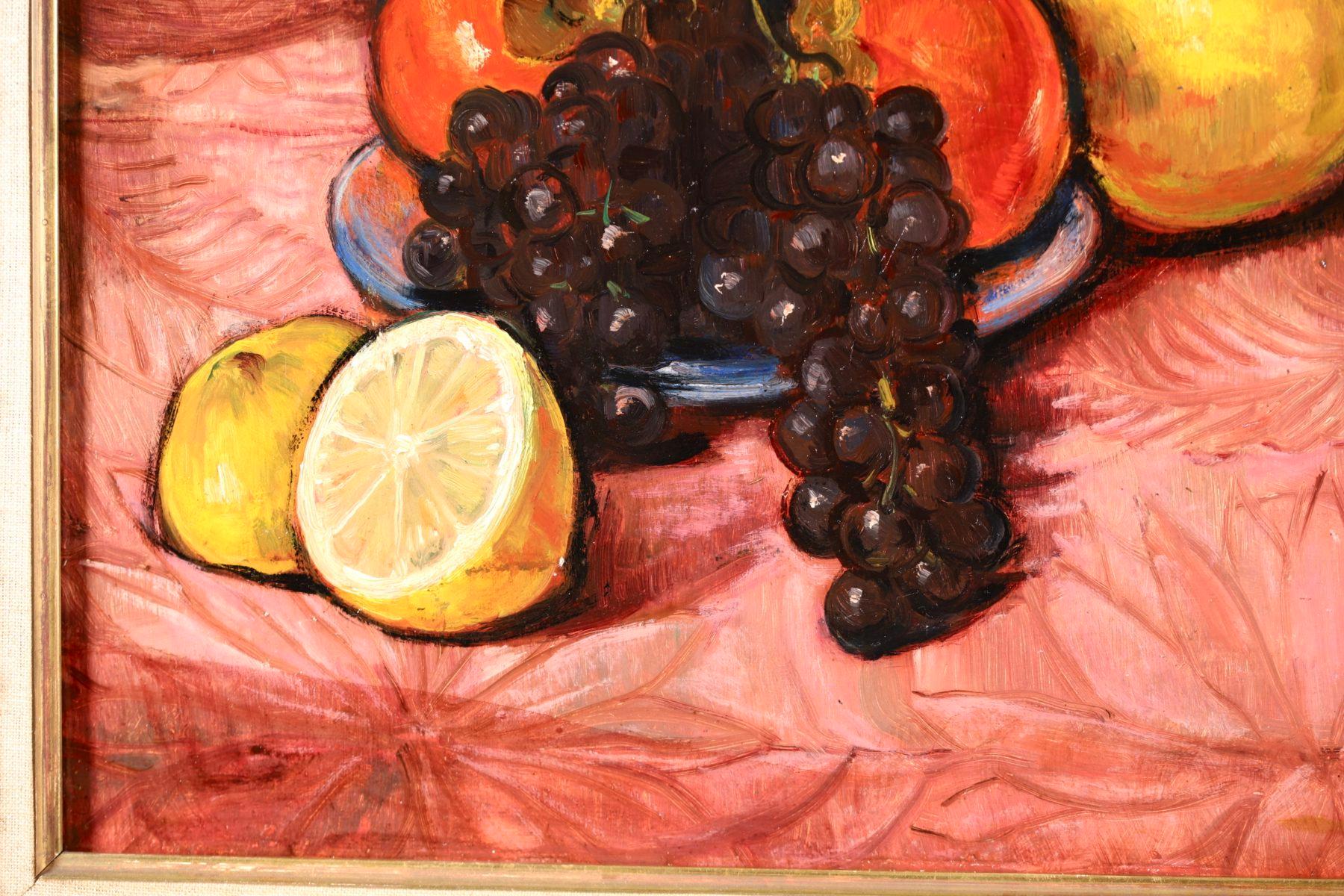 Fruit & Jug - Post Impressionist Oil, Still Life in Interior by Emile Bernard 3