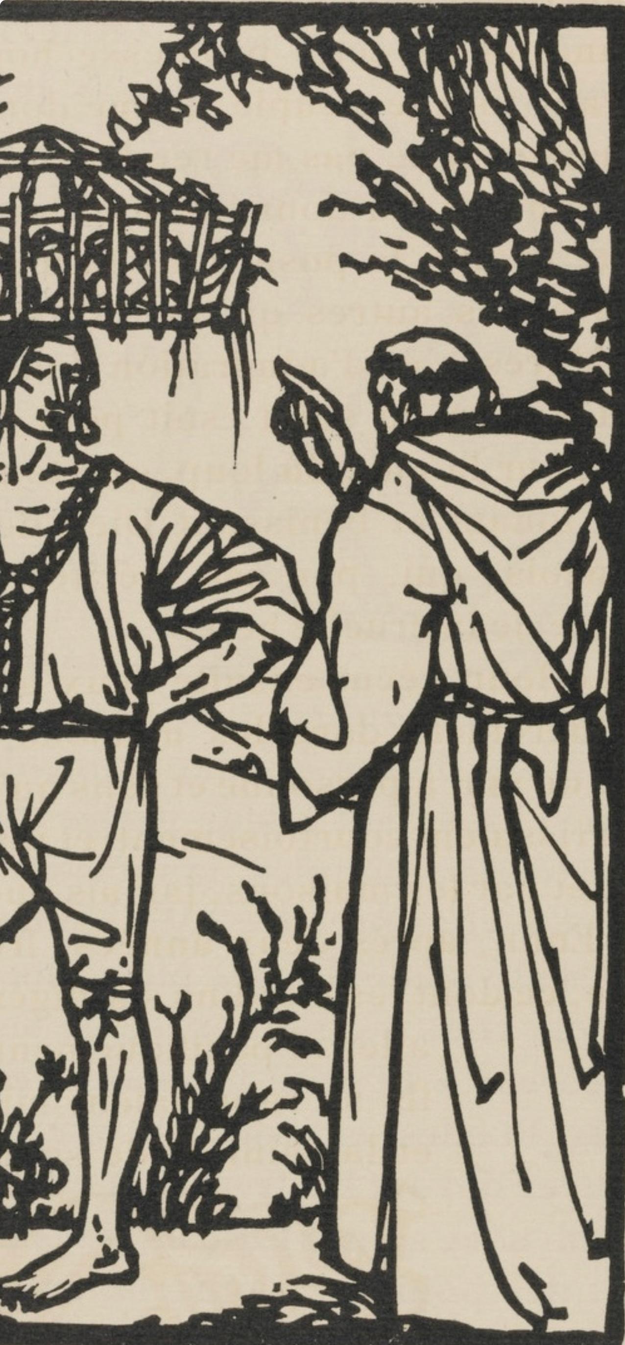 Composition (Morane, N° 100), Les Petites Fleurs de St. Françoise, Émile Bernard - Beige Landscape Print by Emile Bernard