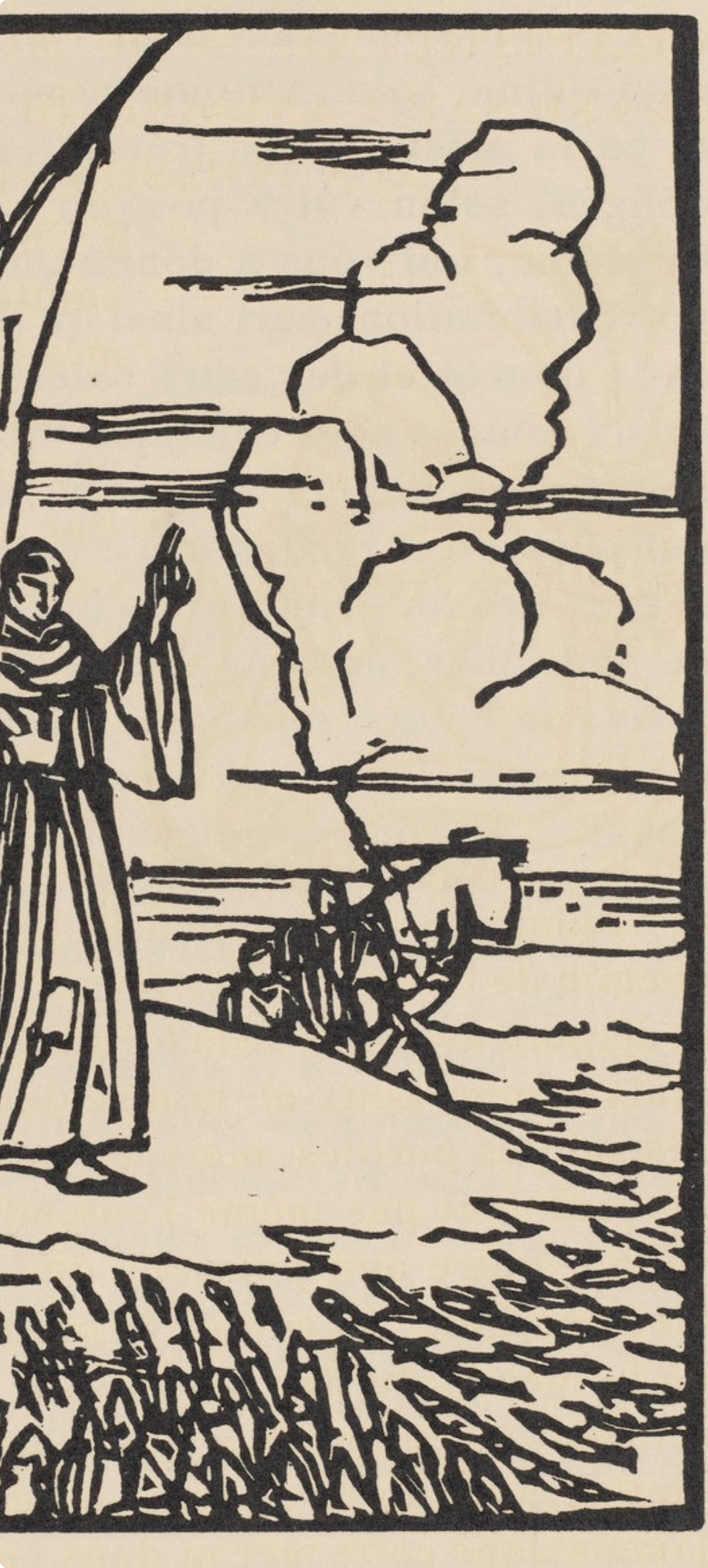 Composition (Morane, N° 100), Les Petites Fleurs de St. Françoise, Émile Bernard - Beige Landscape Print by Emile Bernard