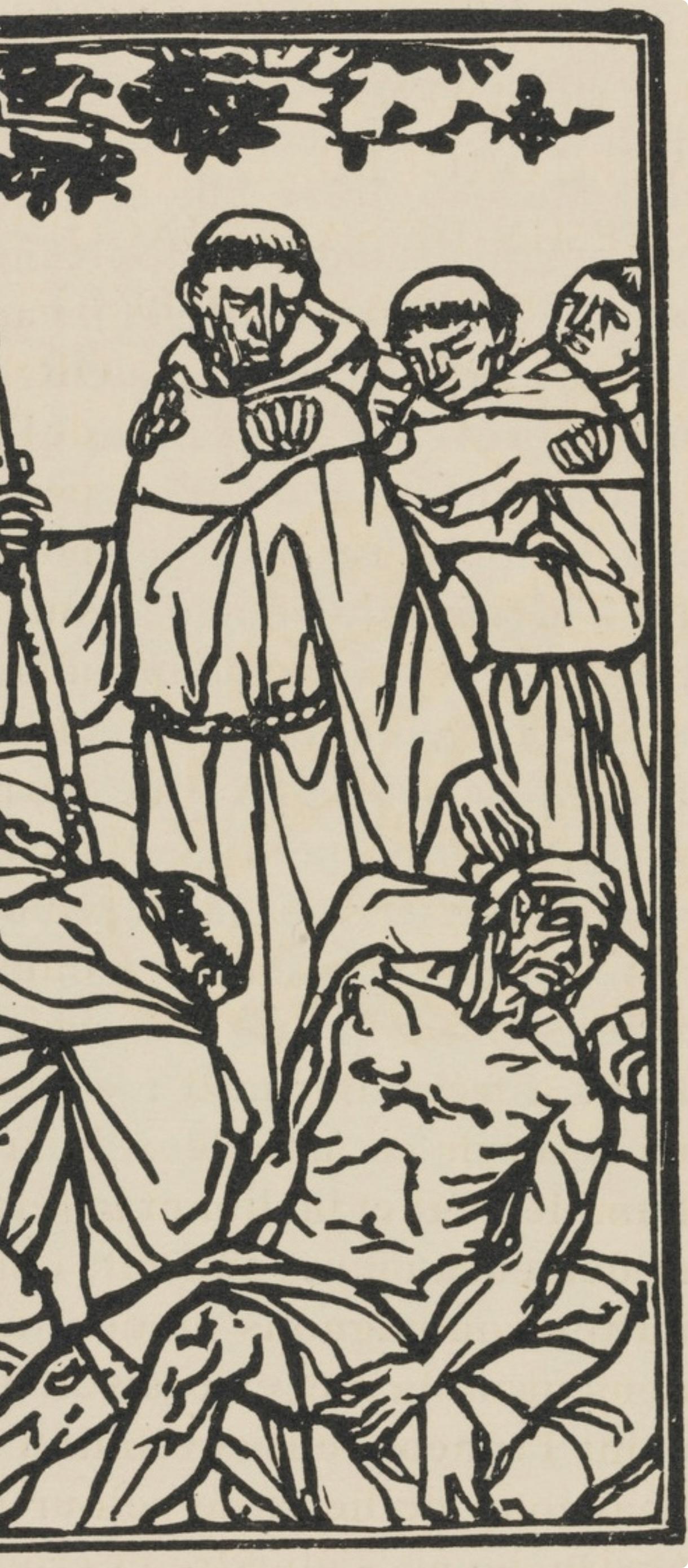 Composizione (Morane, N° 100), Les Petites Fleurs de St. Françoise, Émile Bernard - Figurative Print Beige di Emile Bernard