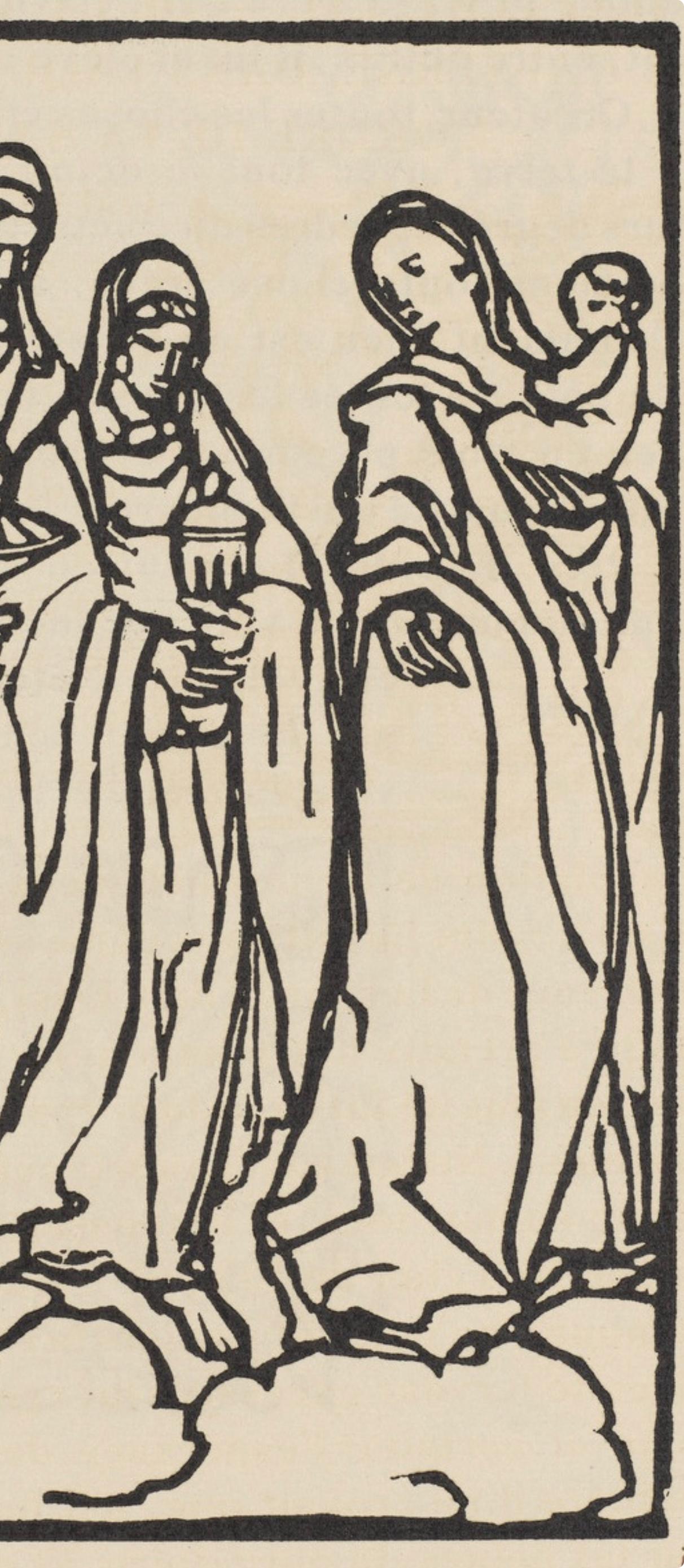 Composition (Morane, N° 100), Les Petites Fleurs de St. Françoise, Émile Bernard - Beige Figurative Print by Emile Bernard