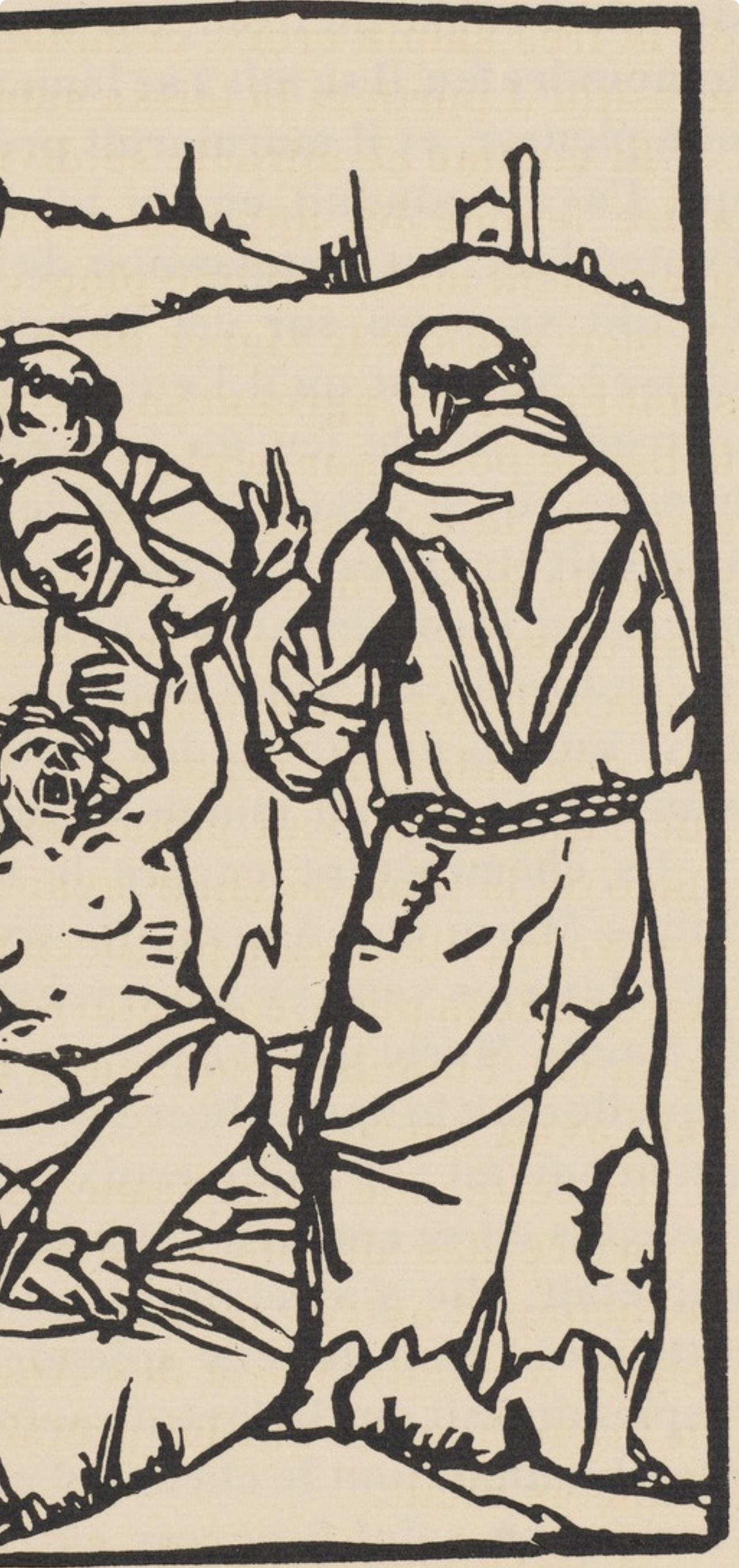Composition (Morane, N° 100), Les Petites Fleurs de St. Françoise, Émile Bernard - Beige Figurative Print by Emile Bernard