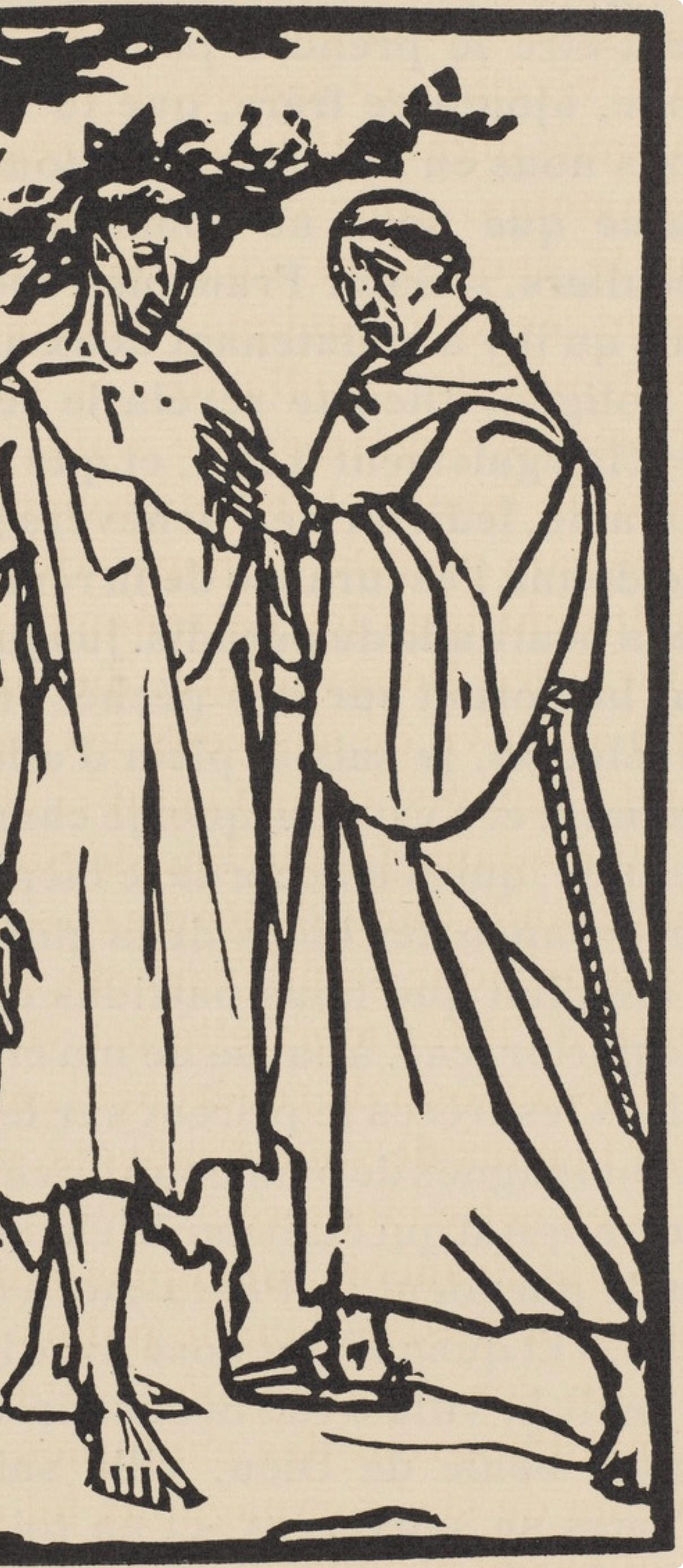 Composition (Morane, N° 100), Les Petites Fleurs de St. Françoise, Émile Bernard - Beige Figurative Print by Emile Bernard