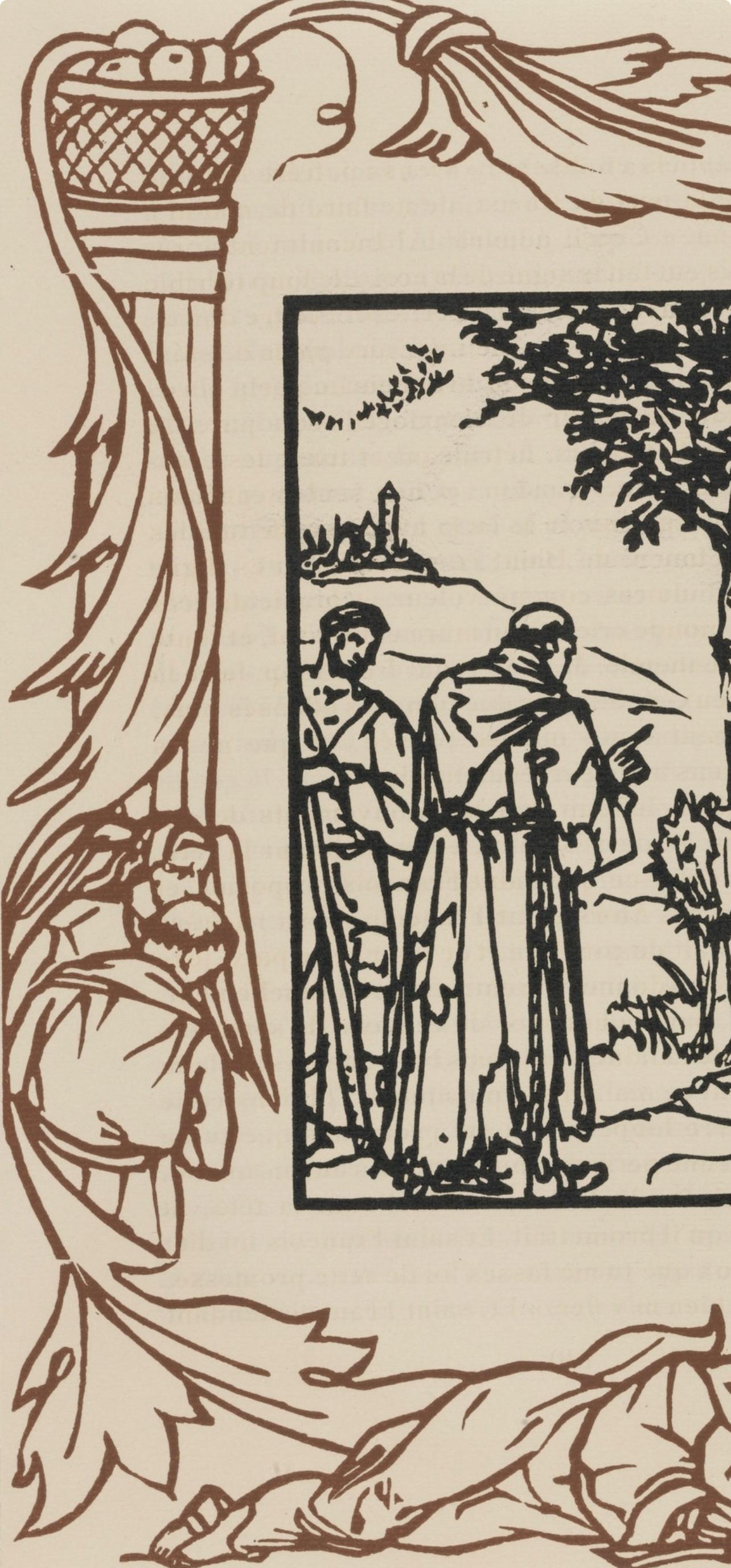 Wood engraving on vergé d'Arches paper. Inscription: unsigned and unnumbered, as issued. Good condition. Notes: From the volume, Les Petites Fleurs de St. François, 1928. Published by Ambroise Vollard, éditeur, Paris; printed by l'imprimerie Féquet