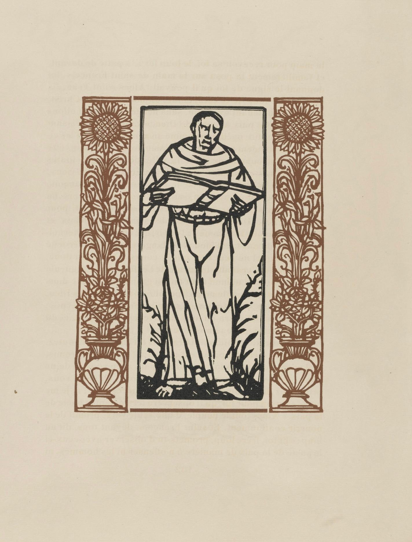 Wood engraving on vergé d'Arches paper. Inscription: unsigned and unnumbered, as issued. Good condition. Notes: From the volume, Les Petites Fleurs de St. François, 1928. Published by Ambroise Vollard, éditeur, Paris; printed by l'imprimerie Féquet