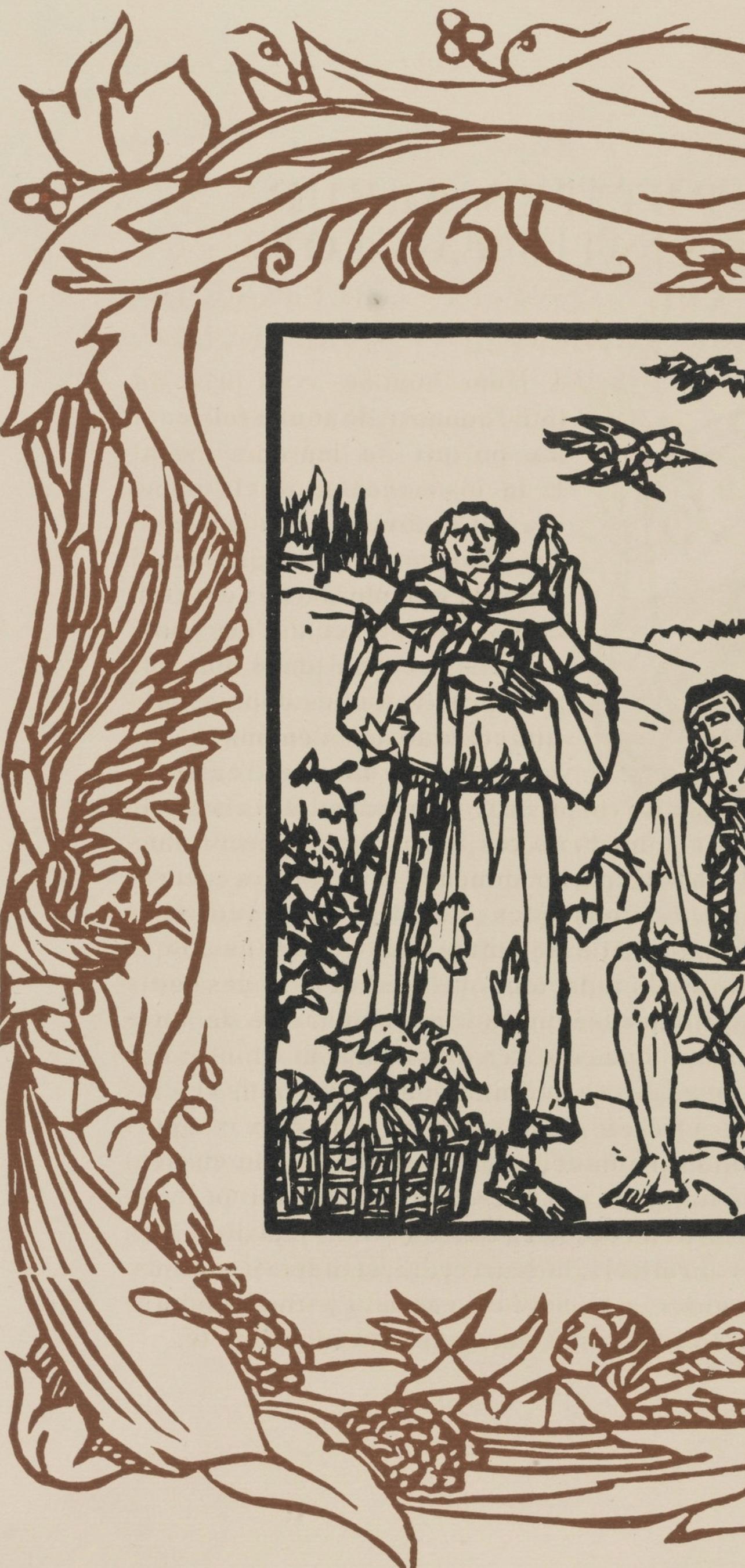 Wood engraving on vergé d'Arches paper. Inscription: unsigned and unnumbered, as issued. Good condition. Notes: From the volume, Les Petites Fleurs de St. François, 1928. Published by Ambroise Vollard, éditeur, Paris; printed by l'imprimerie Féquet