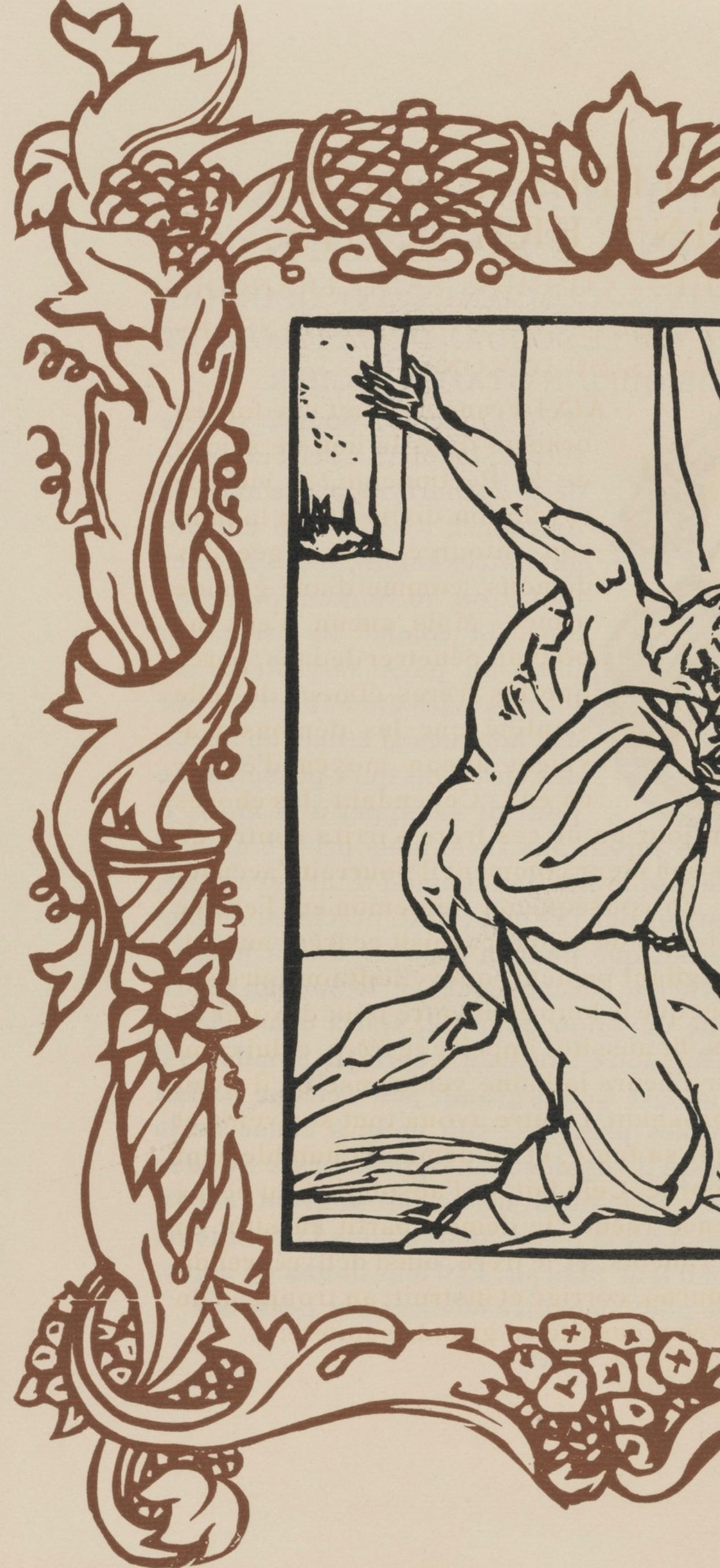 Wood engraving on vergé d'Arches paper. Inscription: unsigned and unnumbered, as issued. Good condition. Notes: From the volume, Les Petites Fleurs de St. François, 1928. Published by Ambroise Vollard, éditeur, Paris; printed by l'imprimerie Féquet