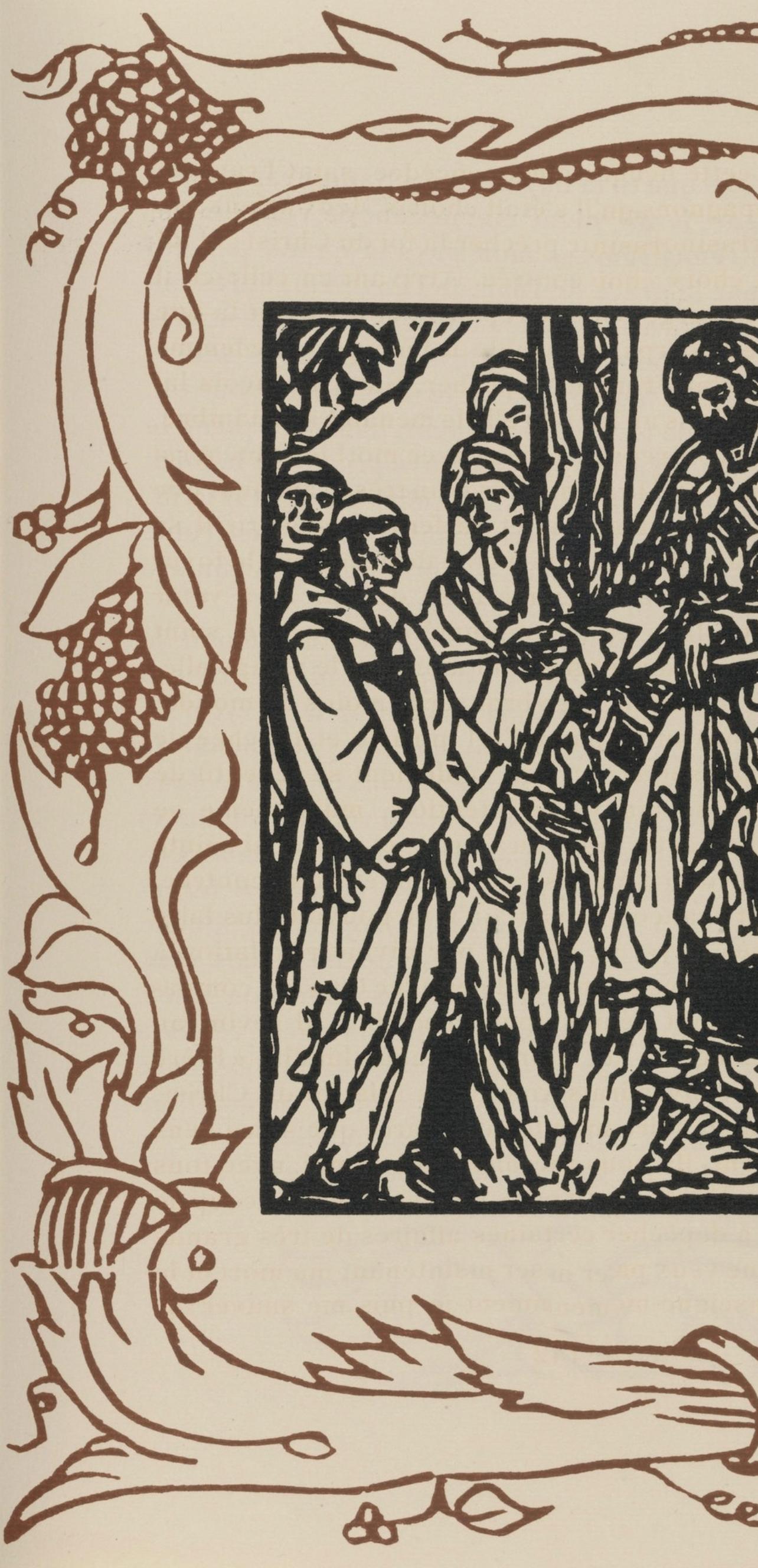 Wood engraving on vergé d'Arches paper. Inscription: unsigned and unnumbered, as issued. Good condition. Notes: From the volume, Les Petites Fleurs de St. François, 1928. Published by Ambroise Vollard, éditeur, Paris; printed by l'imprimerie Féquet