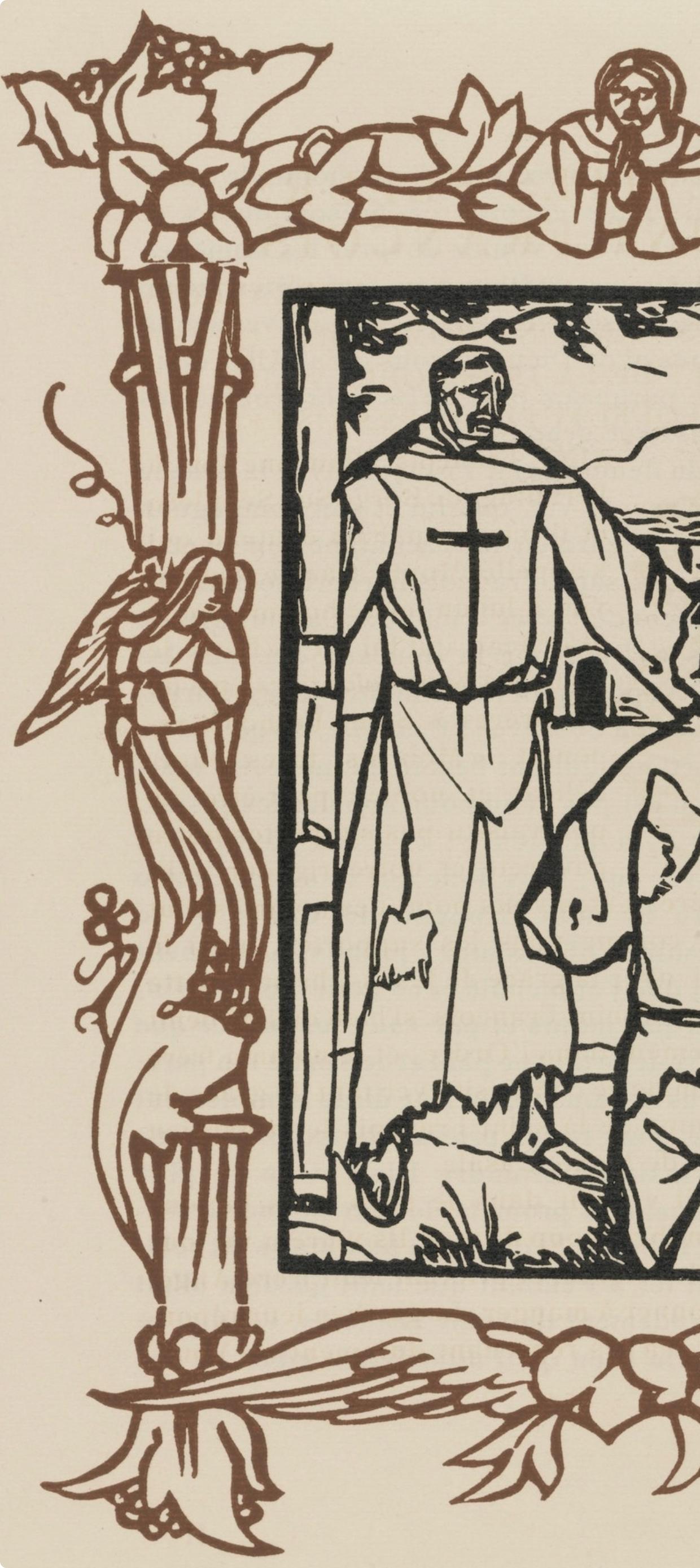 Wood engraving on vergé d'Arches paper. Inscription: unsigned and unnumbered, as issued. Good condition. Notes: From the volume, Les Petites Fleurs de St. François, 1928. Published by Ambroise Vollard, éditeur, Paris; printed by l'imprimerie Féquet
