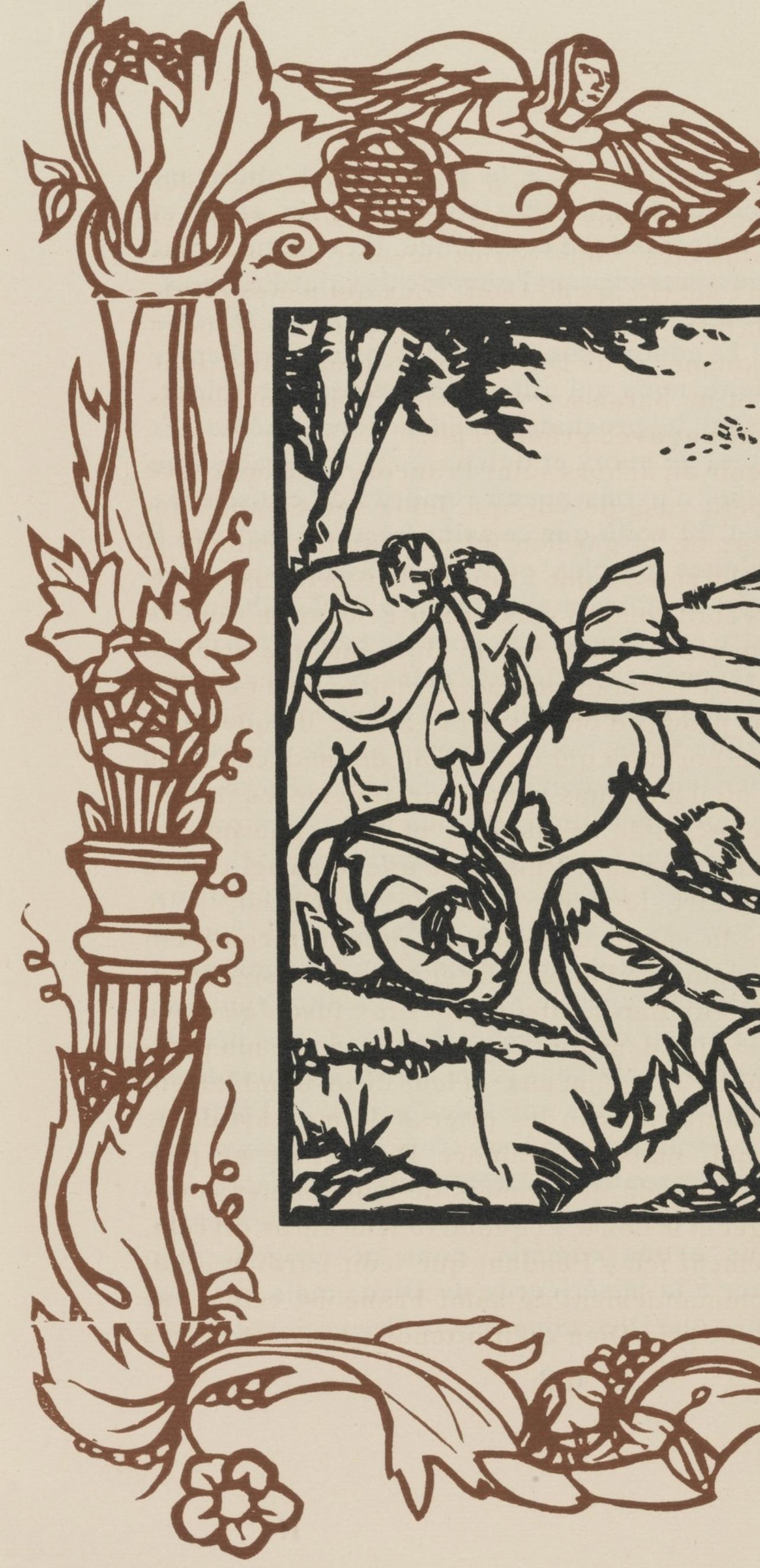 Holzstich auf vergé d'Arches-Papier. Aufschrift: unsigniert und nicht nummeriert, wie ausgegeben. Guter Zustand. Anmerkungen: Aus dem Band Les Petites Fleurs de St. François, 1928. Herausgegeben von Ambroise Vollard, éditeur, Paris; gedruckt von