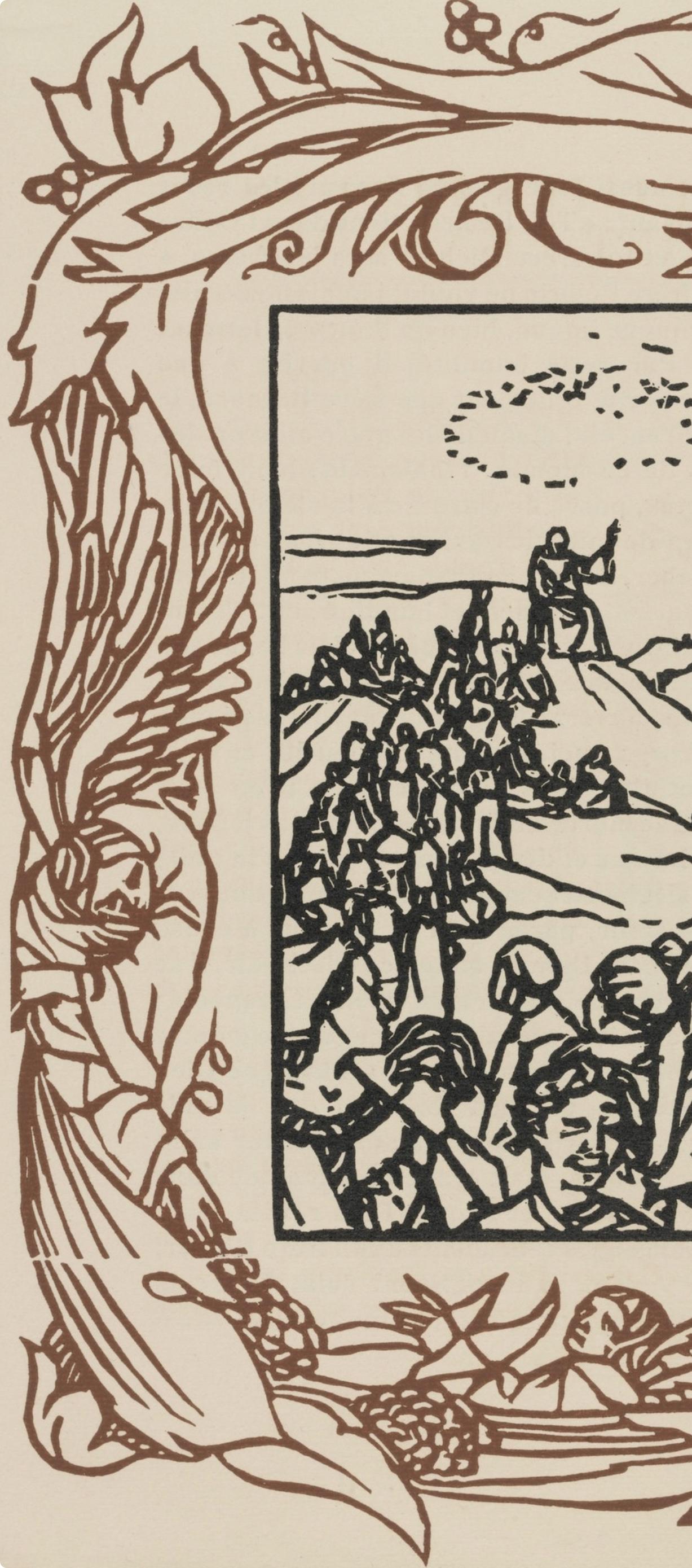 Wood engraving on vergé d'Arches paper. Inscription: unsigned and unnumbered, as issued. Good condition. Notes: From the volume, Les Petites Fleurs de St. François, 1928. Published by Ambroise Vollard, éditeur, Paris; printed by l'imprimerie Féquet