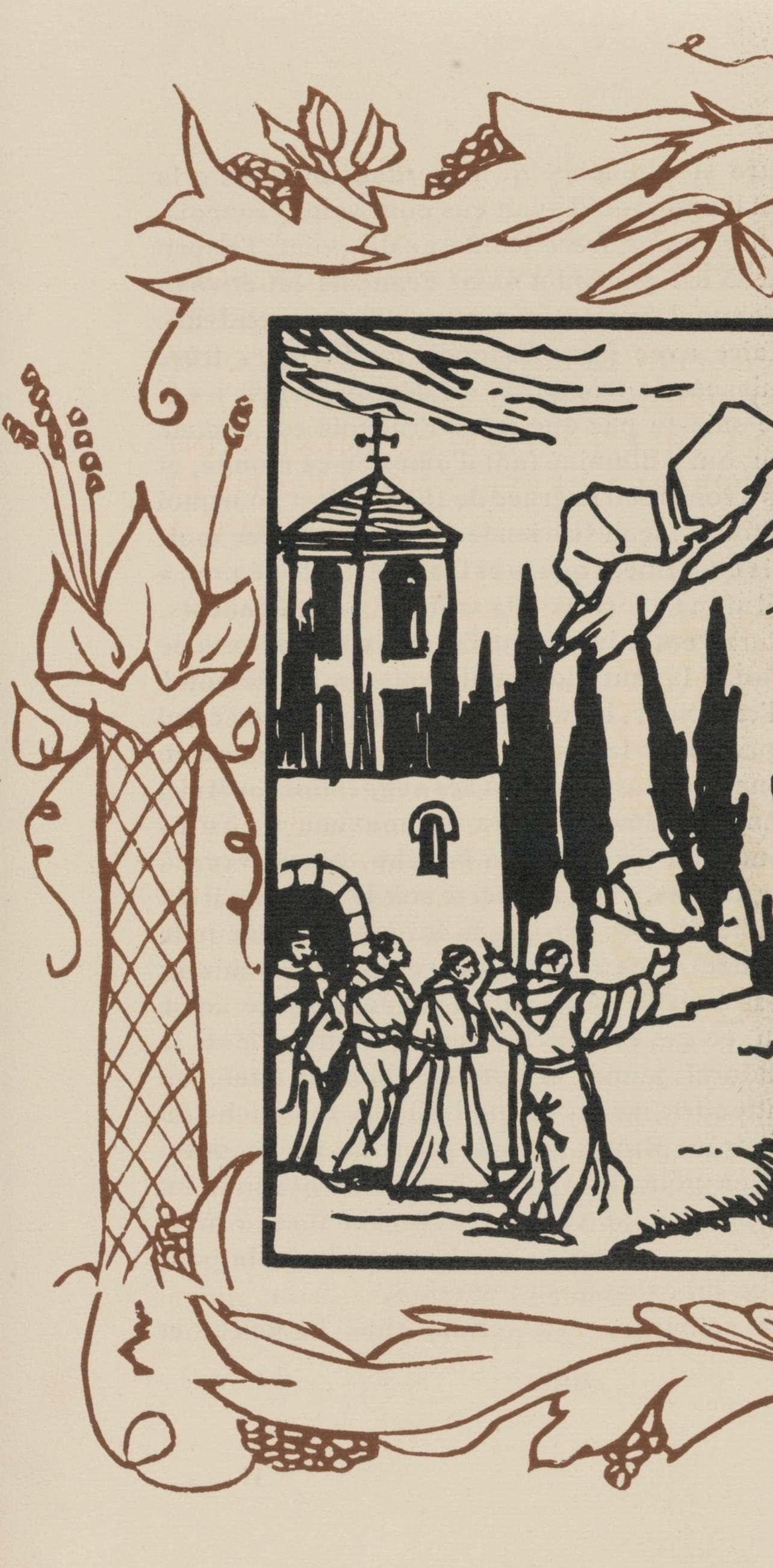 Wood engraving on vergé d'Arches paper. Inscription: unsigned and unnumbered, as issued. Good condition. Notes: From the volume, Les Petites Fleurs de St. François, 1928. Published by Ambroise Vollard, éditeur, Paris; printed by l'imprimerie Féquet