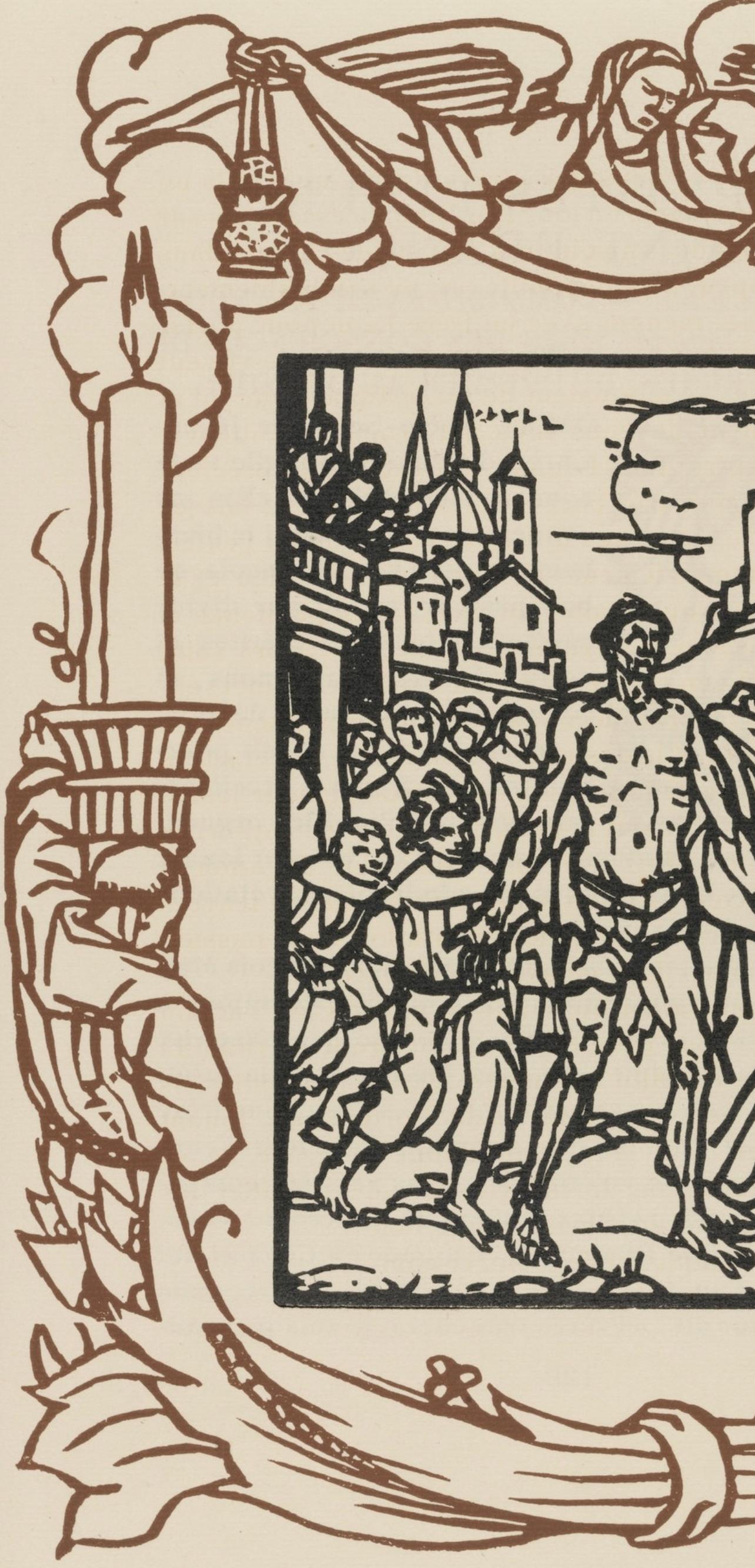 Wood engraving on vergé d'Arches paper. Inscription: unsigned and unnumbered, as issued. Good condition. Notes: From the volume, Les Petites Fleurs de St. François, 1928. Published by Ambroise Vollard, éditeur, Paris; printed by l'imprimerie Féquet