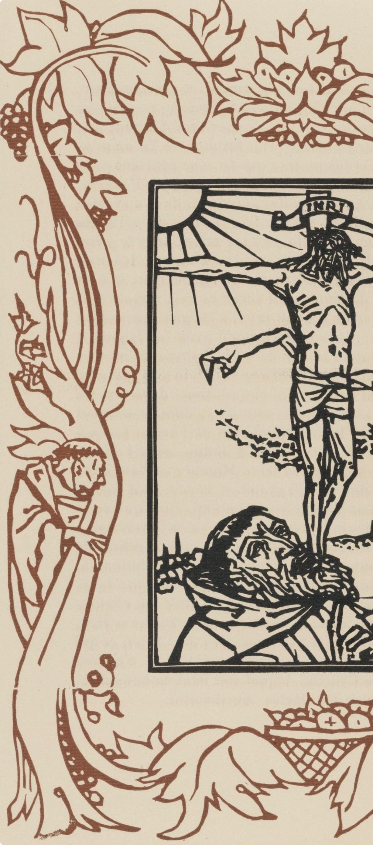 Wood engraving on vergé d'Arches paper. Inscription: unsigned and unnumbered, as issued. Good condition. Notes: From the volume, Les Petites Fleurs de St. François, 1928. Published by Ambroise Vollard, éditeur, Paris; printed by l'imprimerie Féquet