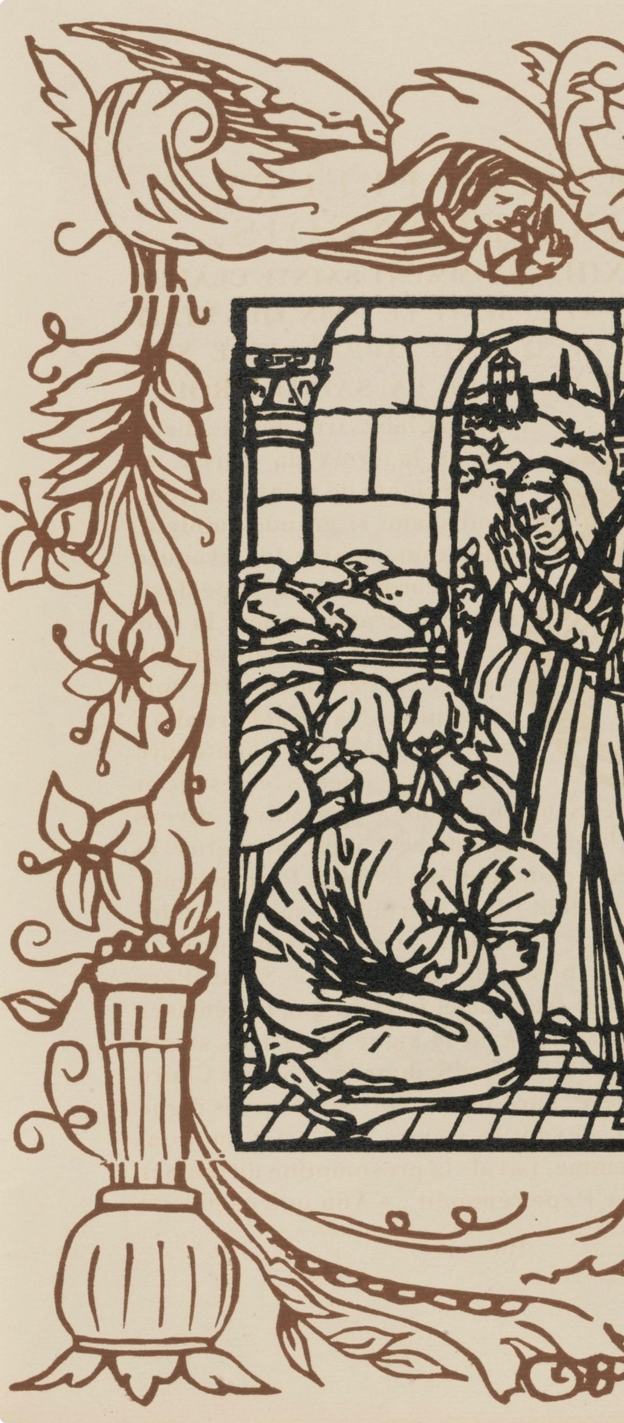 Grabado en madera sobre papel vergé d'Arches. Inscripción: sin firmar y sin numerar, tal como se emitió. Buen estado. Notas: Del volumen Les Petites Fleurs de St. François, 1928. Publicado por Ambroise Vollard, éditeur, París; impreso por
