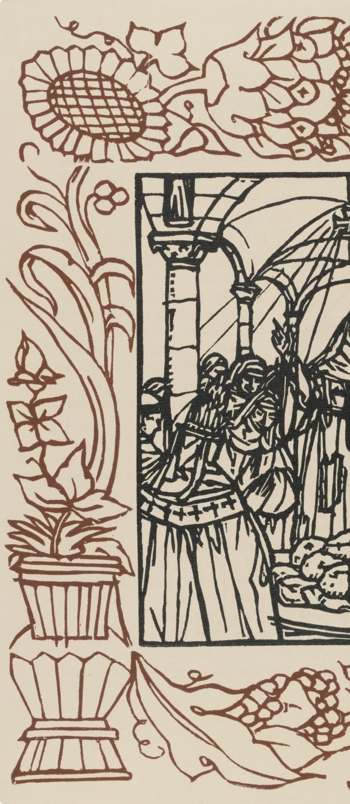 Wood engraving on vergé d'Arches paper. Inscription: unsigned and unnumbered, as issued. Good condition. Notes: From the volume, Les Petites Fleurs de St. François, 1928. Published by Ambroise Vollard, éditeur, Paris; printed by l'imprimerie Féquet