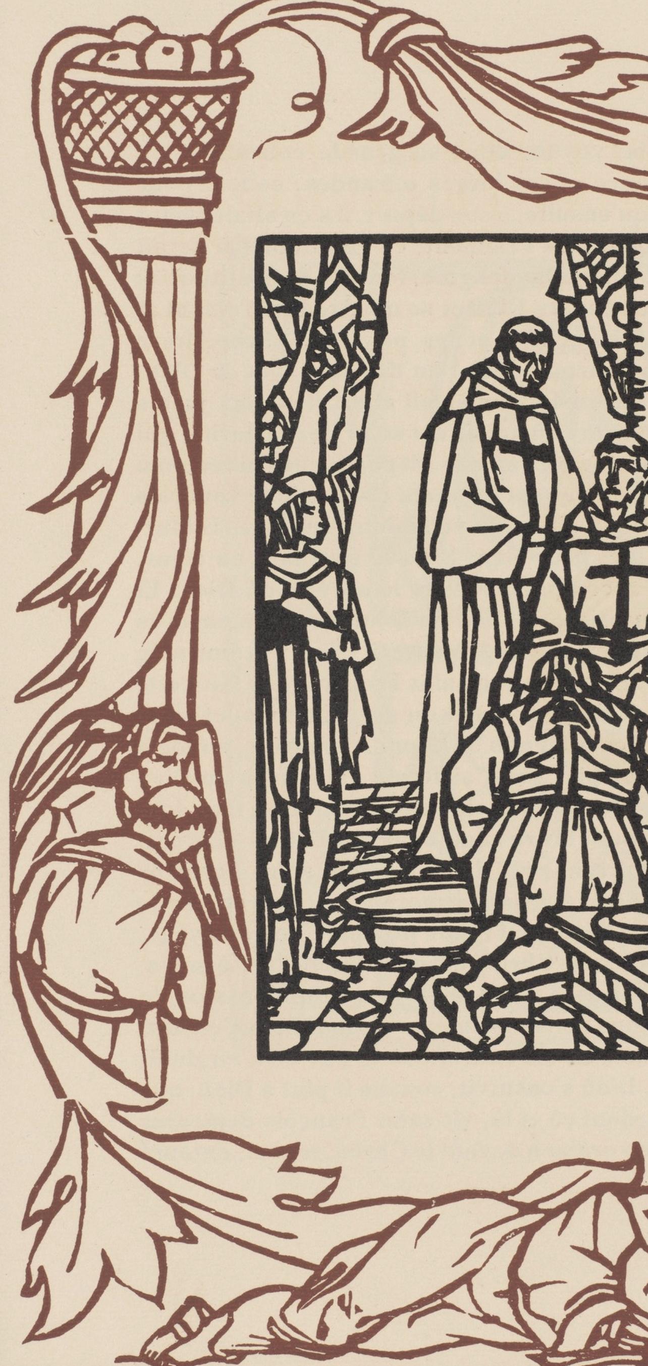 Wood engraving on vergé d'Arches paper. Inscription: unsigned and unnumbered, as issued. Good condition. Notes: From the volume, Les Petites Fleurs de St. François, 1928. Published by Ambroise Vollard, éditeur, Paris; printed by l'imprimerie Féquet