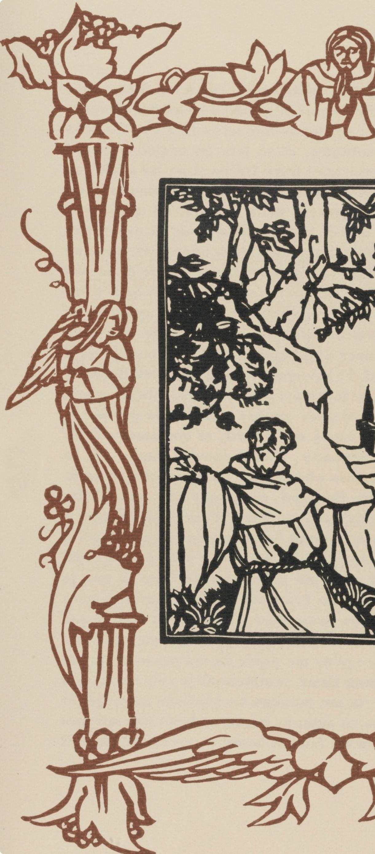 Wood engraving on vergé d'Arches paper. Inscription: unsigned and unnumbered, as issued. Good condition. Notes: From the volume, Les Petites Fleurs de St. François, 1928. Published by Ambroise Vollard, éditeur, Paris; printed by l'imprimerie Féquet