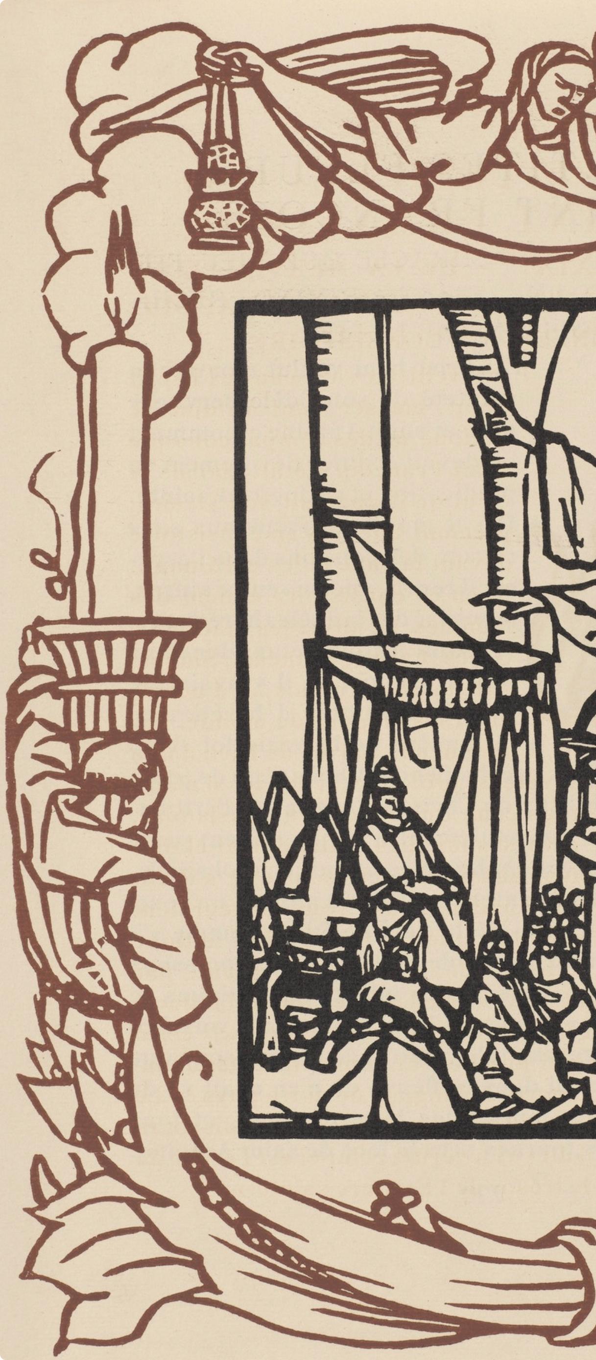 Wood engraving on vergé d'Arches paper. Inscription: unsigned and unnumbered, as issued. Good condition. Notes: From the volume, Les Petites Fleurs de St. François, 1928. Published by Ambroise Vollard, éditeur, Paris; printed by l'imprimerie Féquet