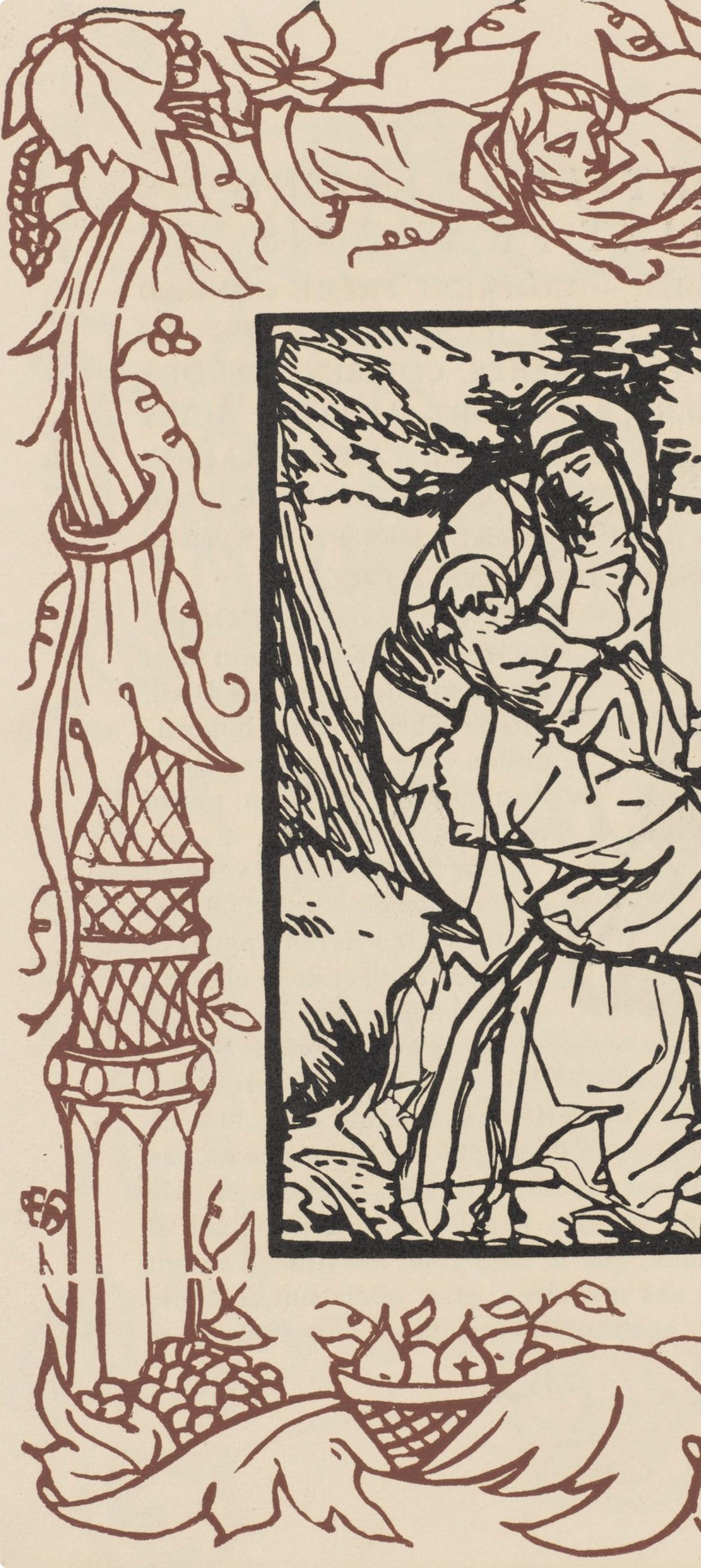Wood engraving on vergé d'Arches paper. Inscription: unsigned and unnumbered, as issued. Good condition. Notes: From the volume, Les Petites Fleurs de St. François, 1928. Published by Ambroise Vollard, éditeur, Paris; printed by l'imprimerie Féquet