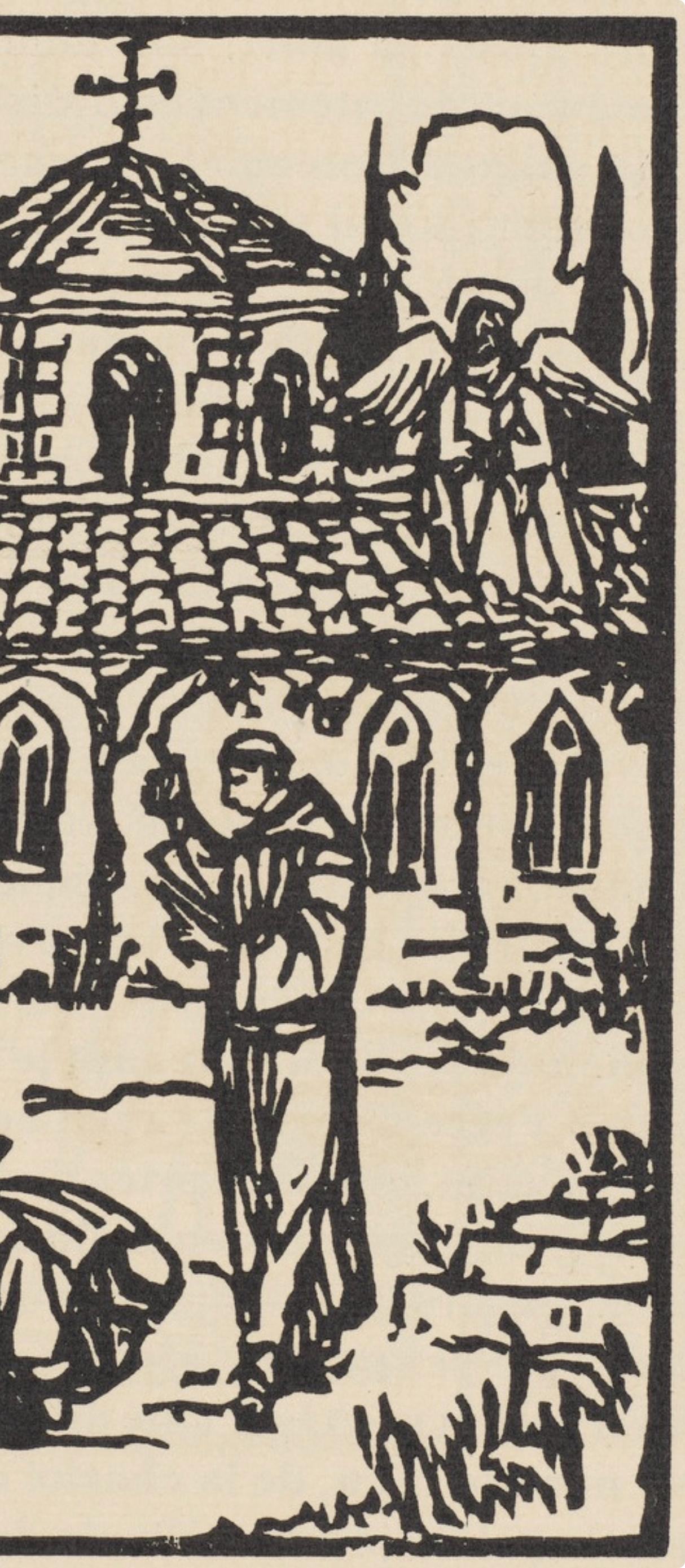Grabado en madera sobre papel vergé d'Arches. Inscripción: sin firmar y sin numerar, tal como se emitió. Buen estado. Notas: Del volumen Les Petites Fleurs de St. François, 1928. Publicado por Ambroise Vollard, éditeur, París; impreso por