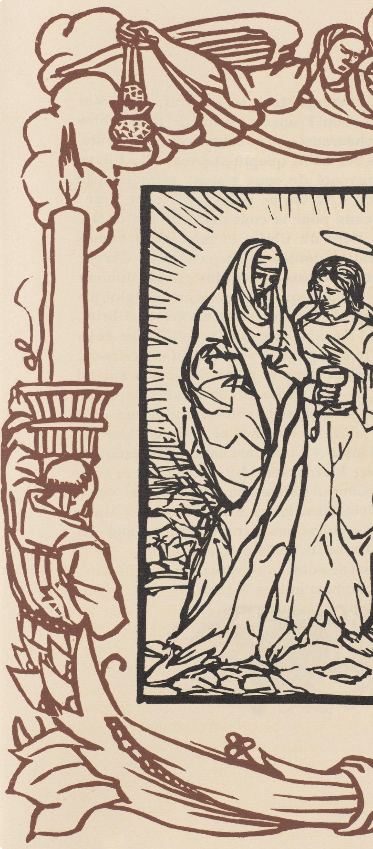Wood engraving on vergé d'Arches paper. Inscription: unsigned and unnumbered, as issued. Good condition. Notes: From the volume, Les Petites Fleurs de St. François, 1928. Published by Ambroise Vollard, éditeur, Paris; printed by l'imprimerie Féquet
