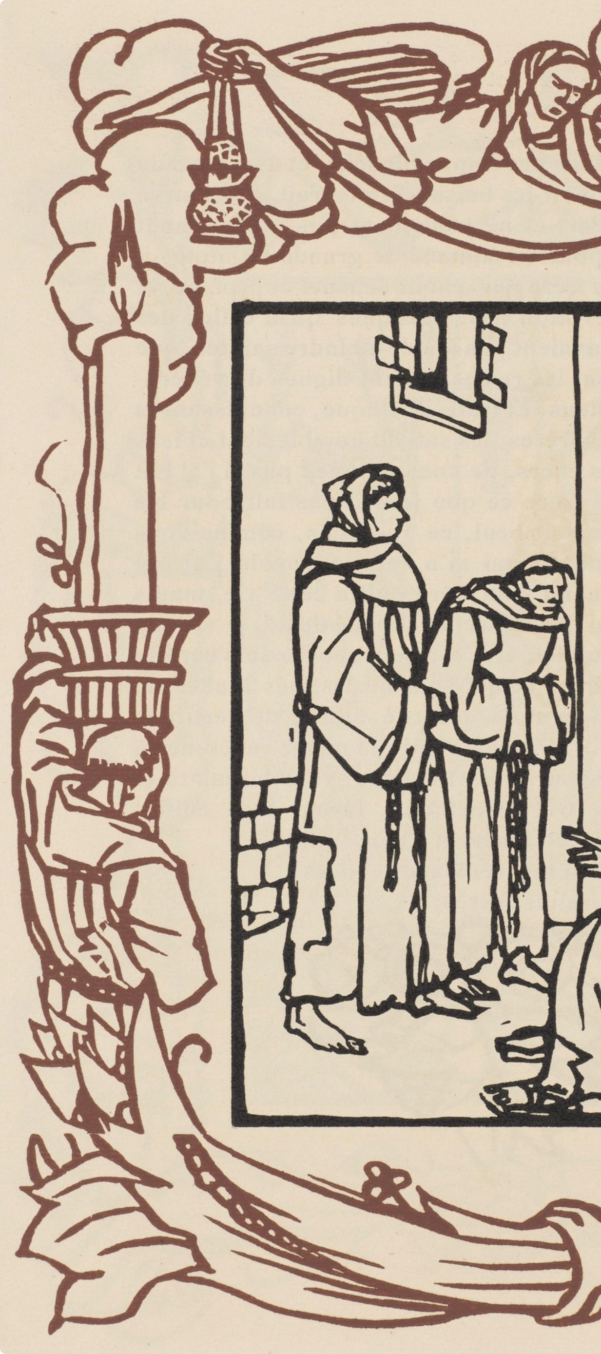 Wood engraving on vergé d'Arches paper. Inscription: unsigned and unnumbered, as issued. Good condition. Notes: From the volume, Les Petites Fleurs de St. François, 1928. Published by Ambroise Vollard, éditeur, Paris; printed by l'imprimerie Féquet