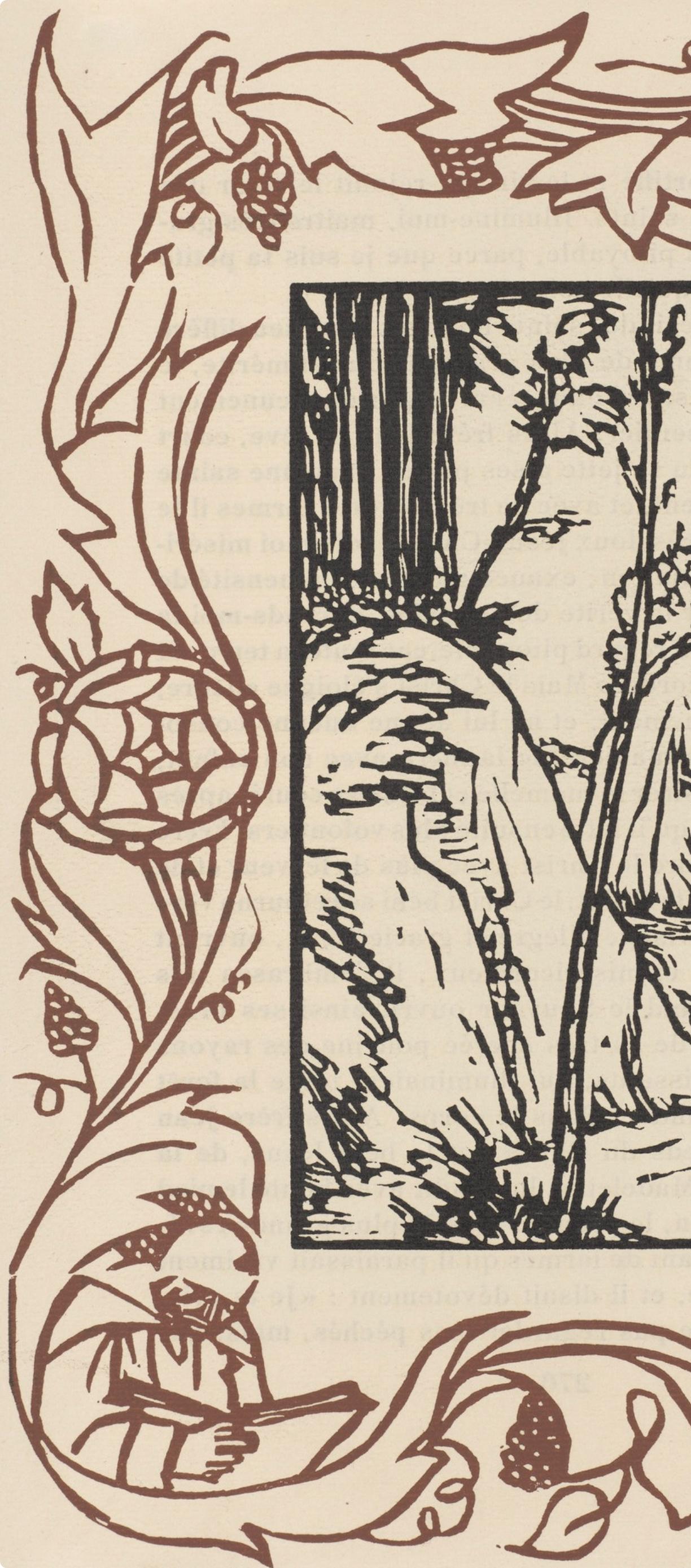 Wood engraving on vergé d'Arches paper. Inscription: unsigned and unnumbered, as issued. Good condition. Notes: From the volume, Les Petites Fleurs de St. François, 1928. Published by Ambroise Vollard, éditeur, Paris; printed by l'imprimerie Féquet