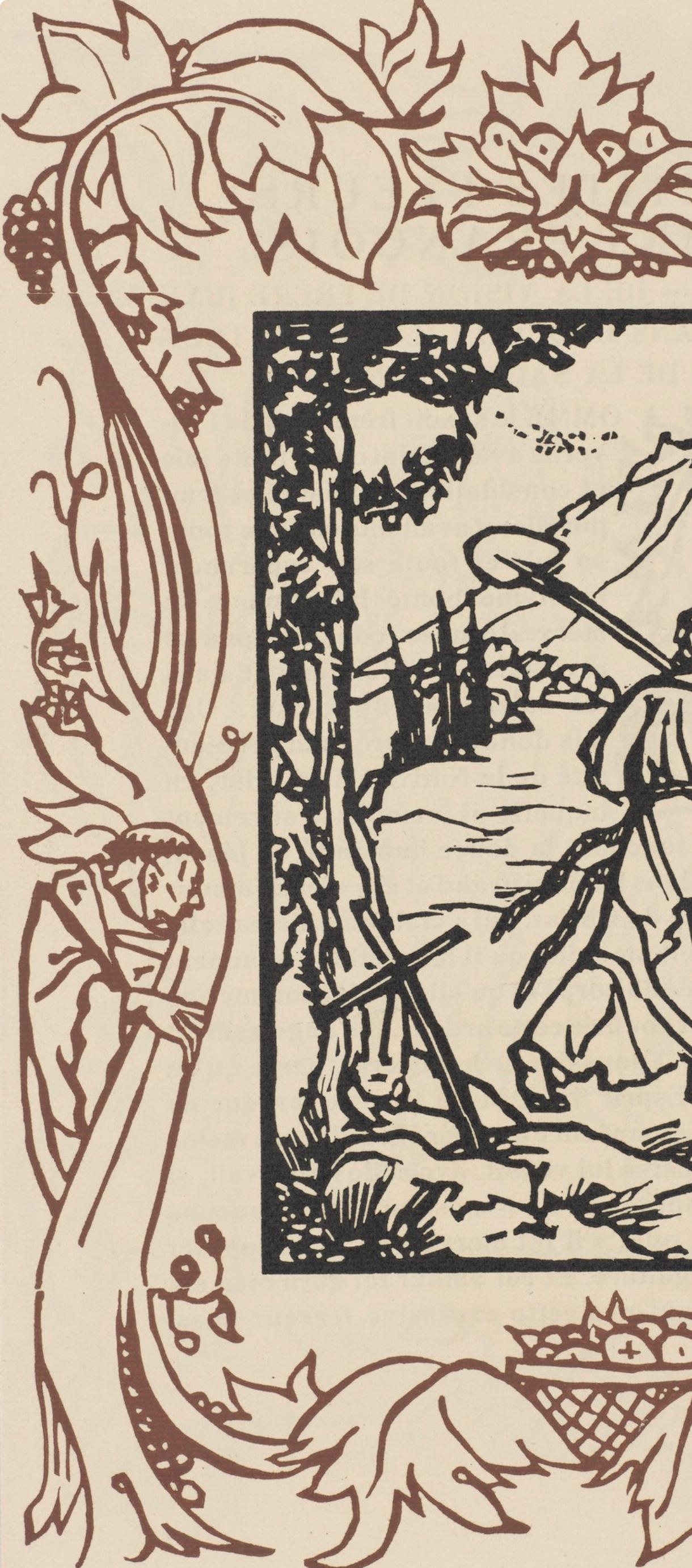 Wood engraving on vergé d'Arches paper. Inscription: unsigned and unnumbered, as issued. Good condition. Notes: From the volume, Les Petites Fleurs de St. François, 1928. Published by Ambroise Vollard, éditeur, Paris; printed by l'imprimerie Féquet