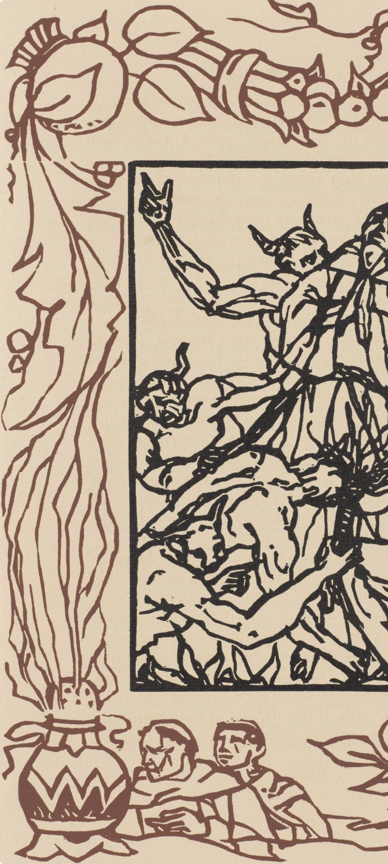 Wood engraving on vergé d'Arches paper. Inscription: unsigned and unnumbered, as issued. Good condition. Notes: From the volume, Les Petites Fleurs de St. François, 1928. Published by Ambroise Vollard, éditeur, Paris; printed by l'imprimerie Féquet
