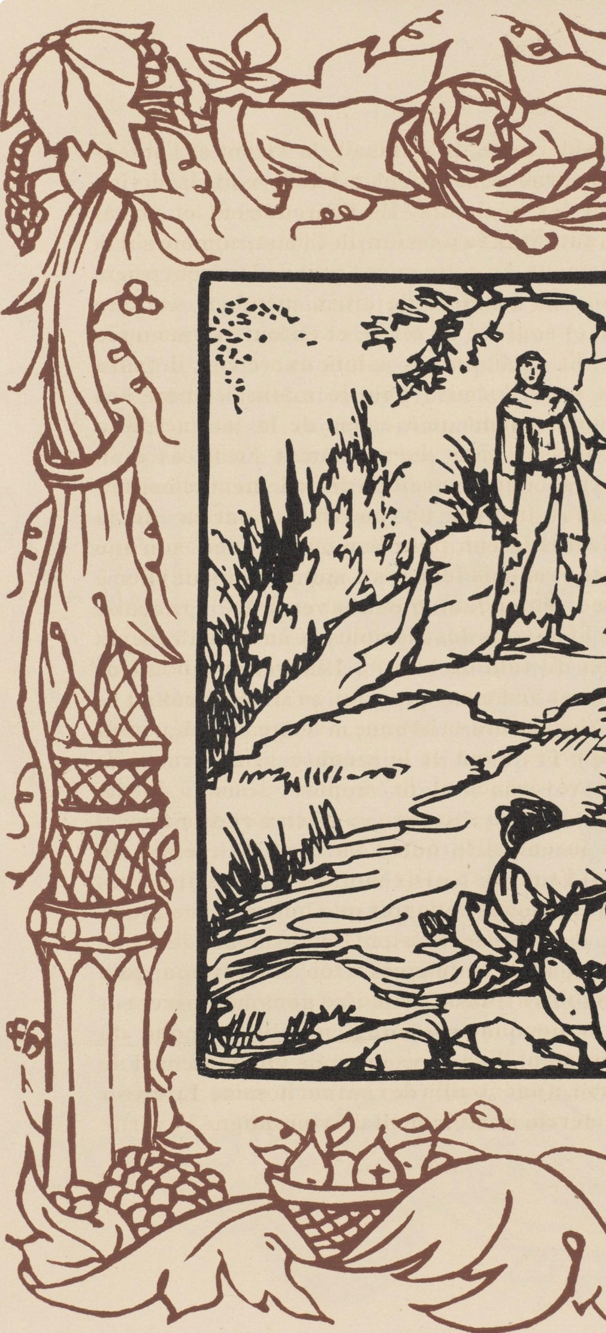 Wood engraving on vergé d'Arches paper. Inscription: unsigned and unnumbered, as issued. Good condition. Notes: From the volume, Les Petites Fleurs de St. François, 1928. Published by Ambroise Vollard, éditeur, Paris; printed by l'imprimerie Féquet