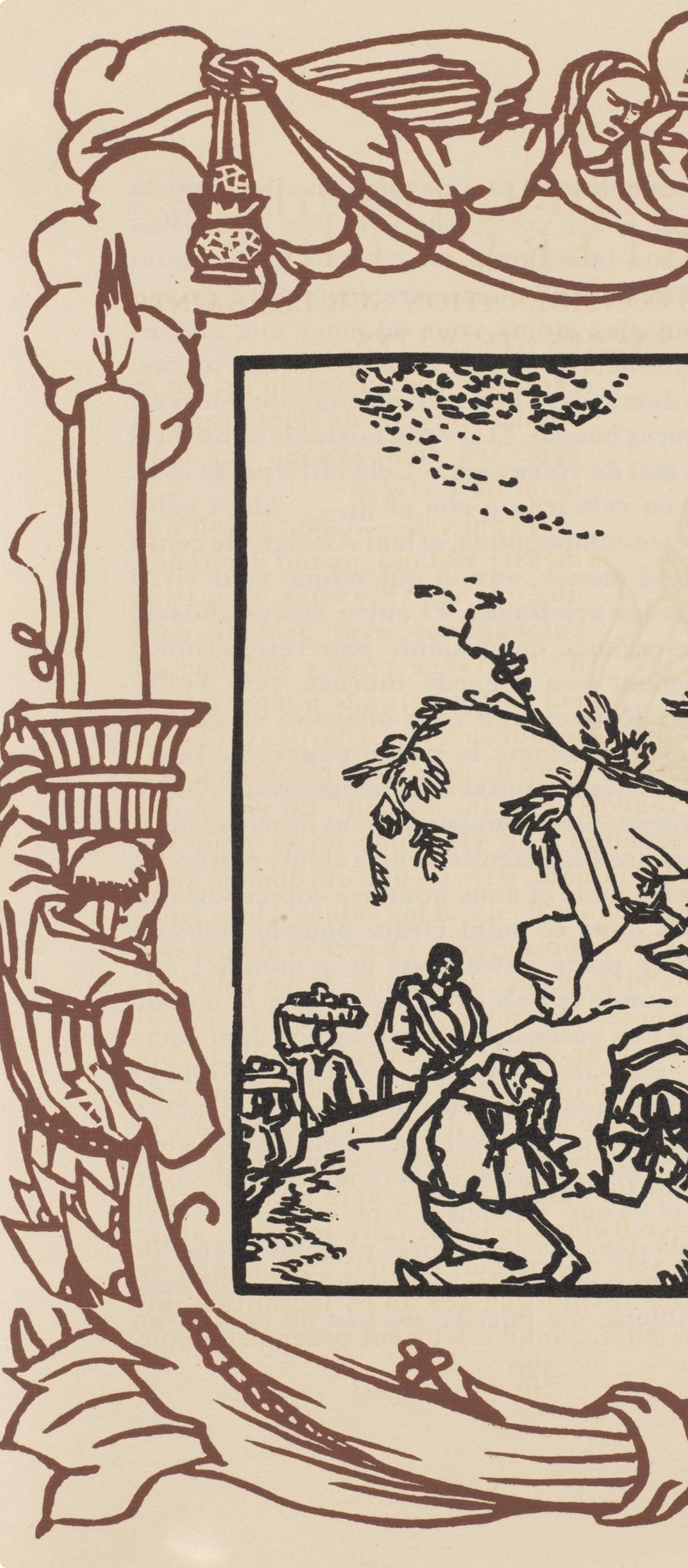 Wood engraving on vergé d'Arches paper. Inscription: unsigned and unnumbered, as issued. Good condition. Notes: From the volume, Les Petites Fleurs de St. François, 1928. Published by Ambroise Vollard, éditeur, Paris; printed by l'imprimerie Féquet